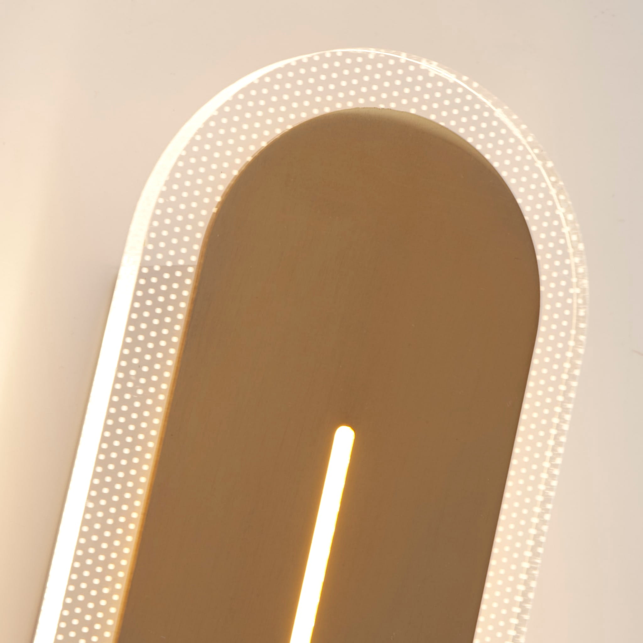 Couper LED Wall Light, Satin Brass Metal with Clear Acrylic