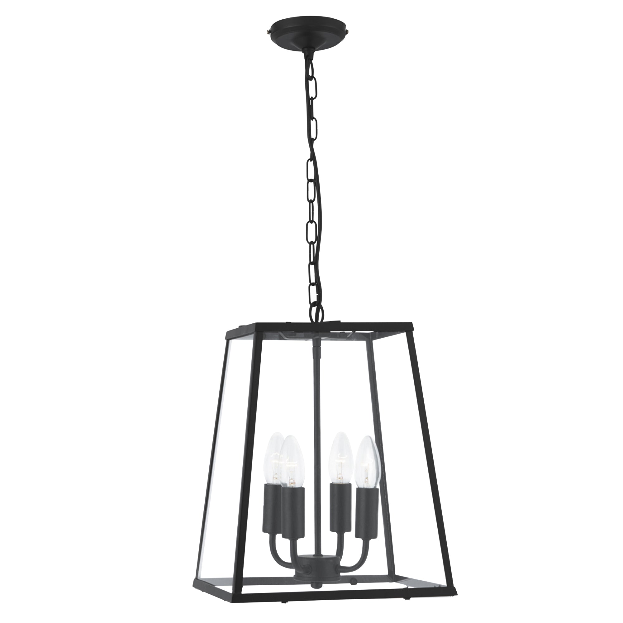 Lantern Noir Pendant - Black Metal & Clear Glass