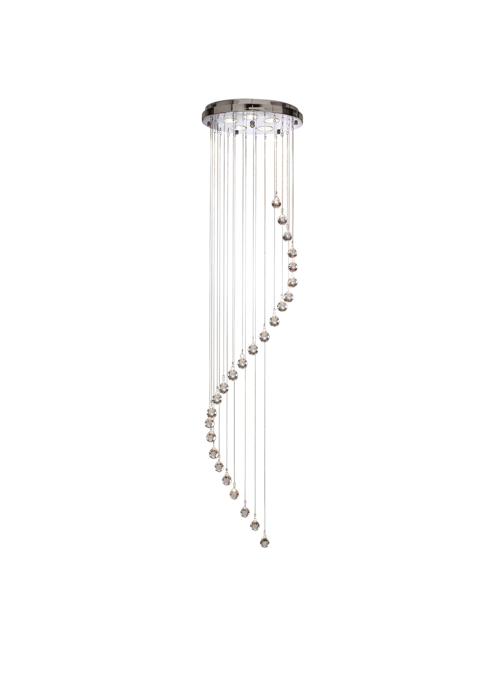 Hallway 5Lt Multi-Drop Pendant- Chrome Metal & Clear Crystal