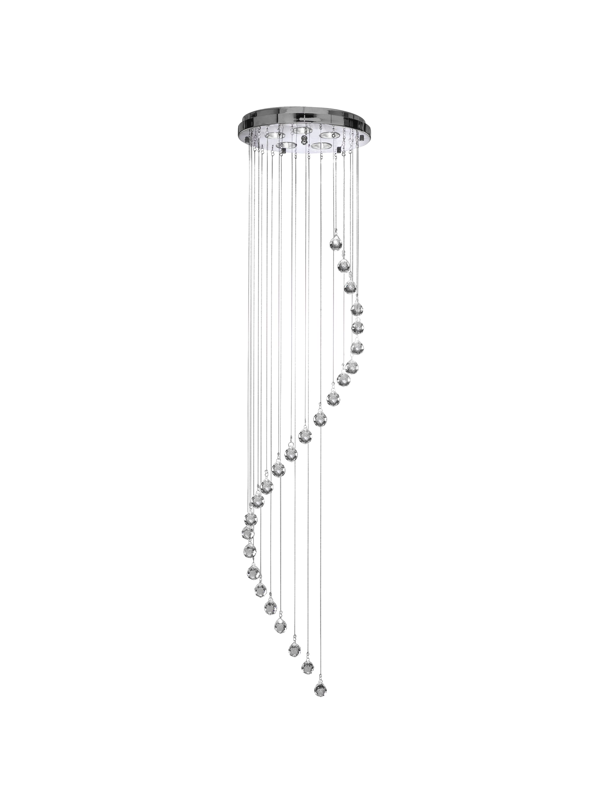 Hallway 5Lt Multi-Drop Pendant- Chrome Metal & Clear Crystal