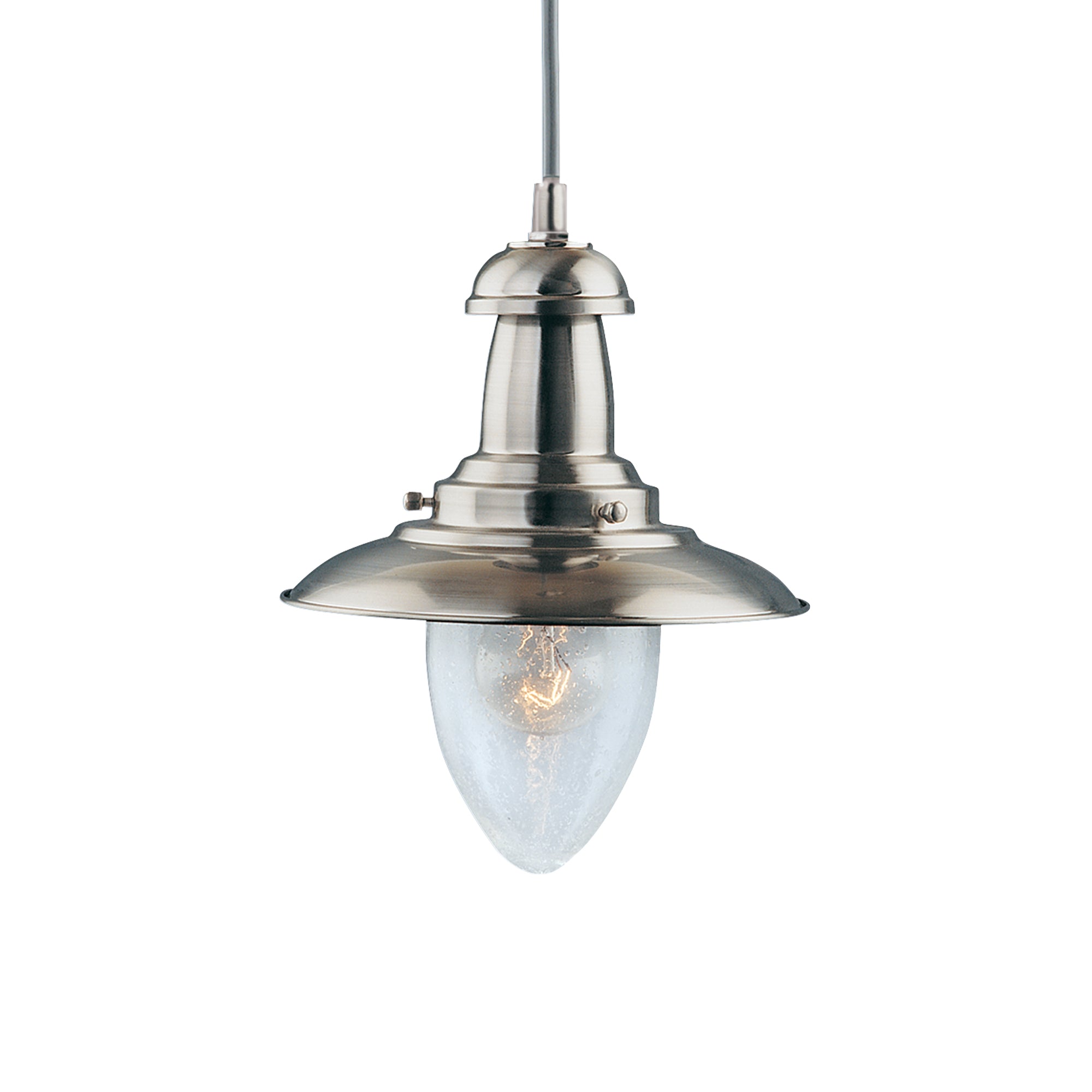 Fisherman Small Pendant - Satin Silver Metal & Glass Satin Silver