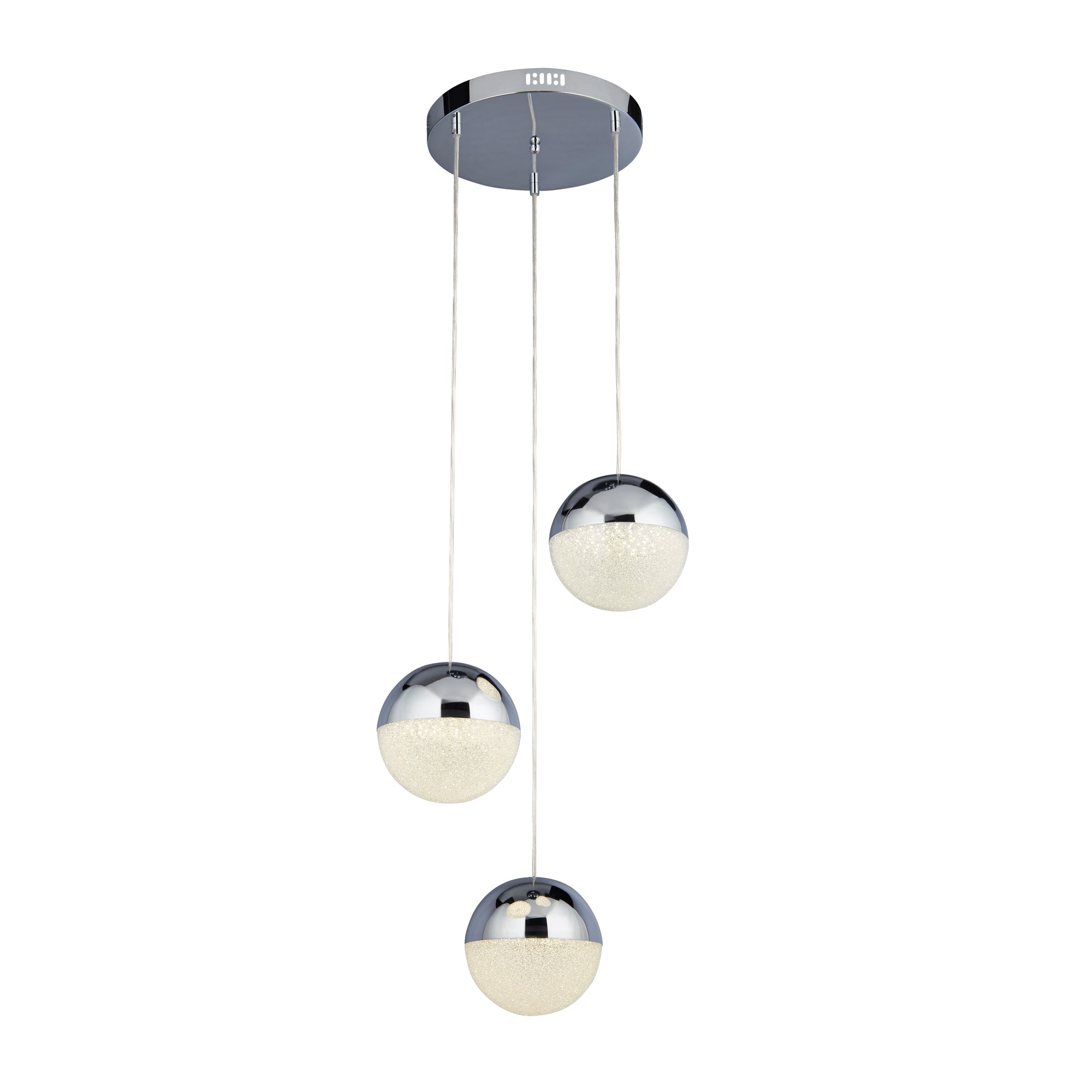 Marbles Multi-Drop Pendant - Chrome, Crushed Ice Shade 3