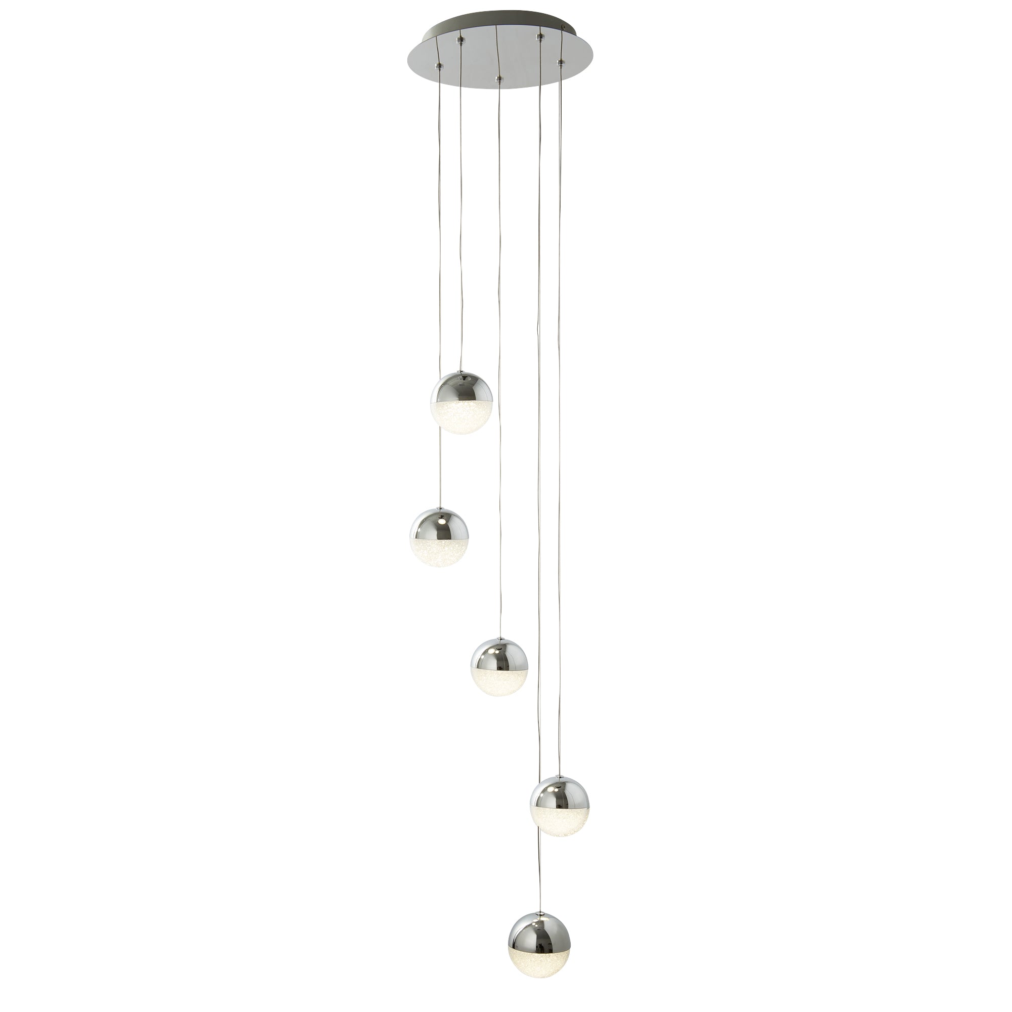 Marbles Multi-Drop Pendant - Chrome, Crushed Ice Shade 5