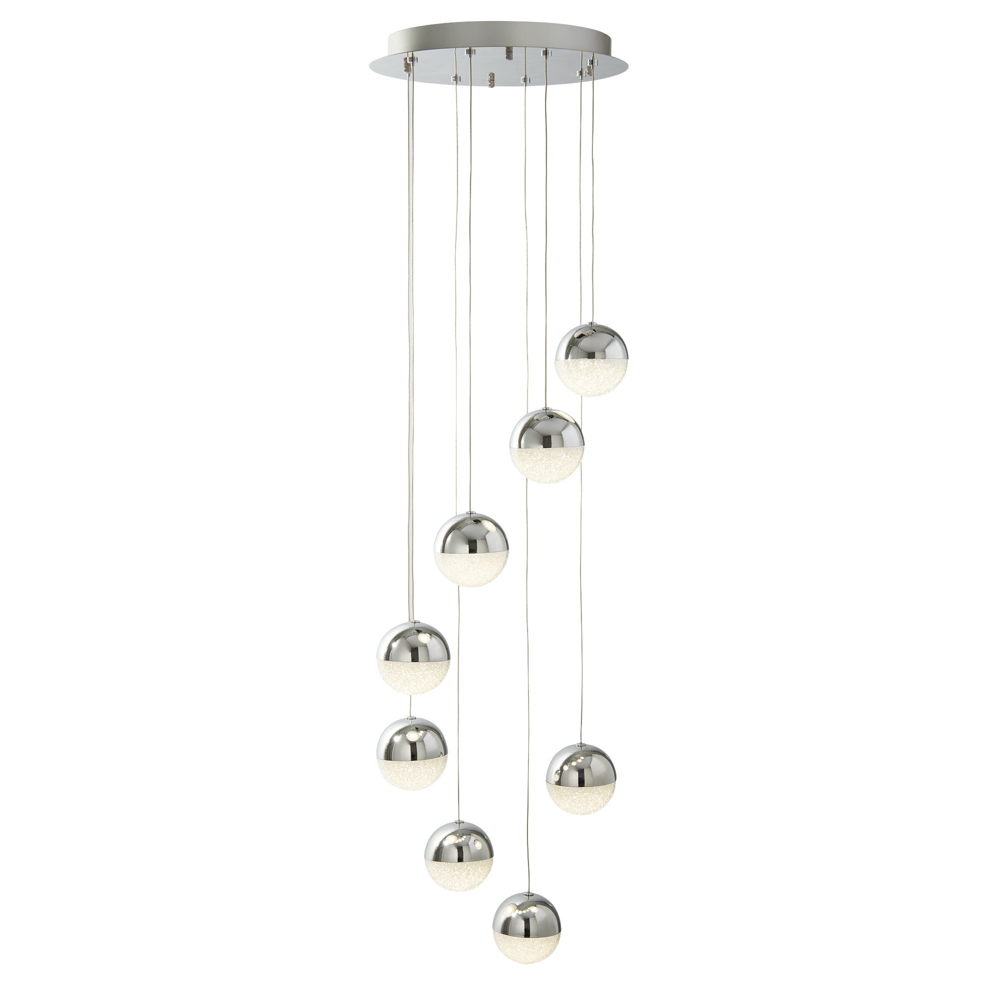 Marbles Multi-Drop Pendant - Chrome, Crushed Ice Shade 8