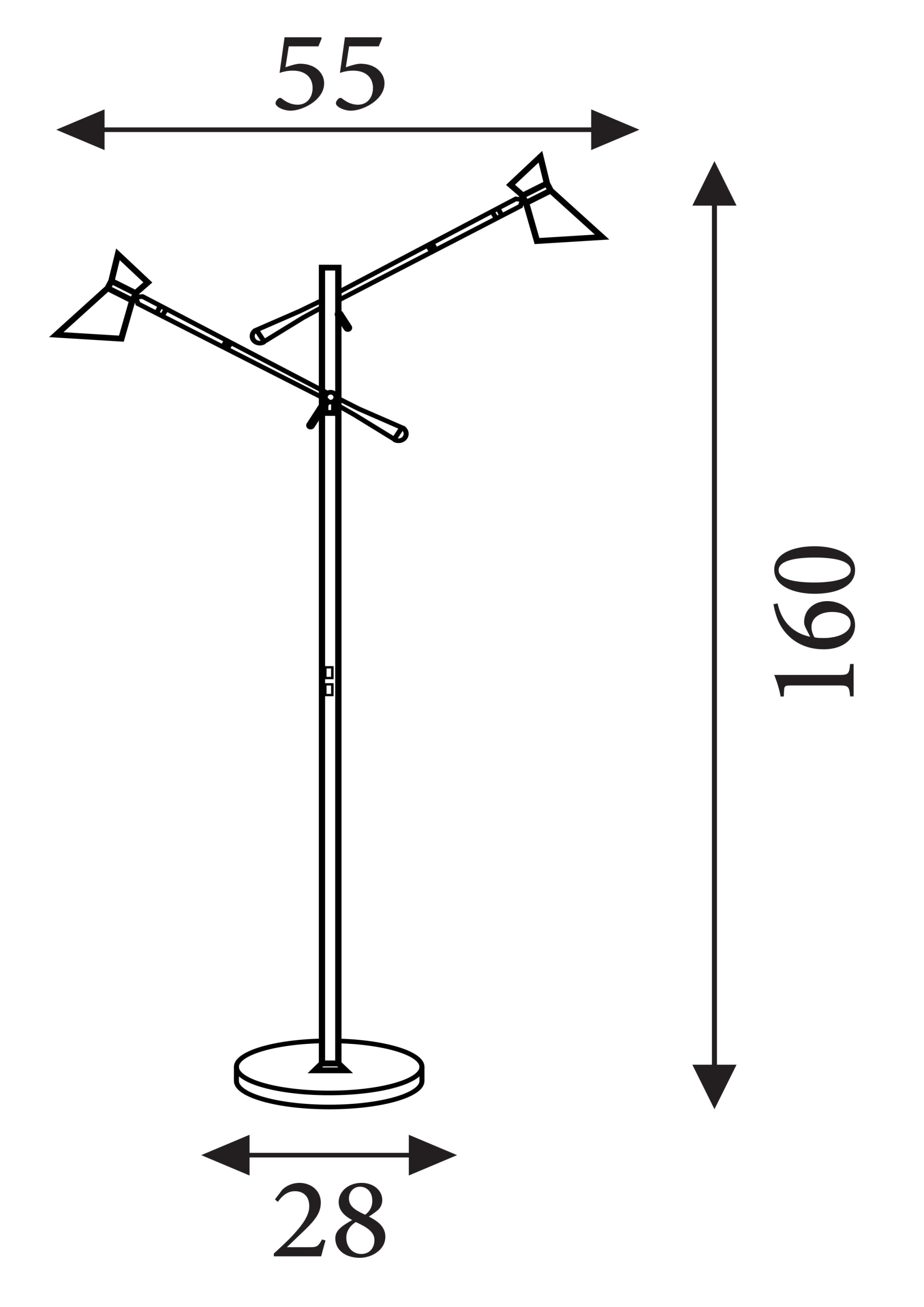 Diablo 2Lt Floor Lamp - Black & Gold Metal