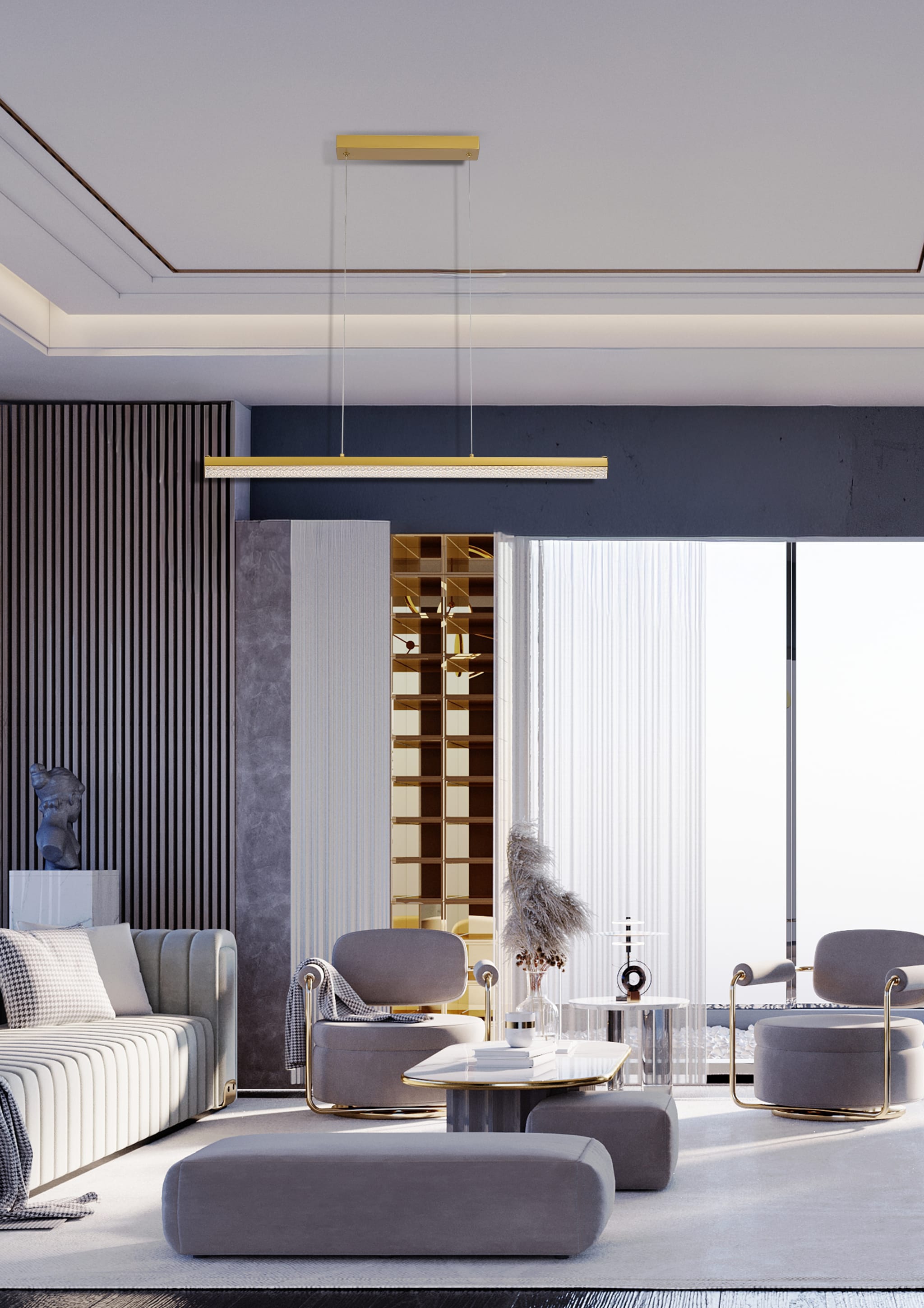 Madeleine LED Pendant Light, Gold metal