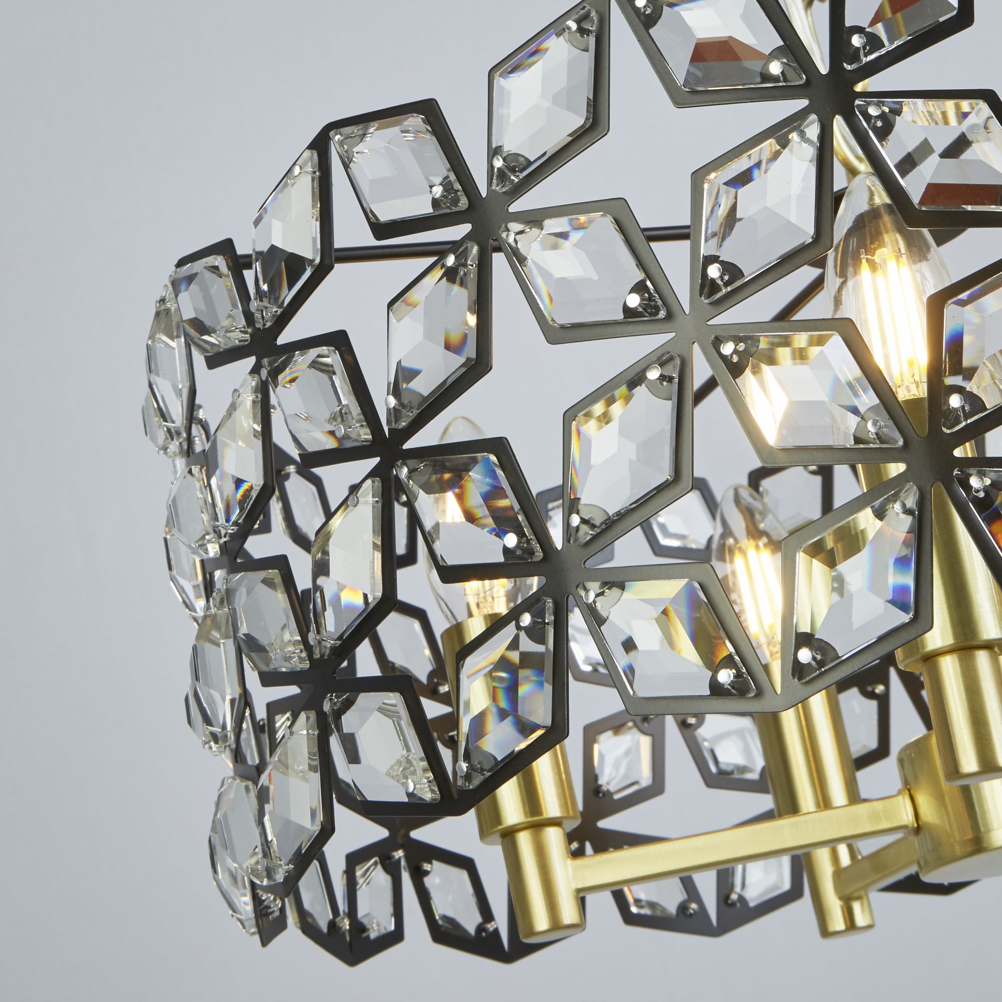 Iris Pendant - Black Metal, Crystal & Brass Brass / 5
