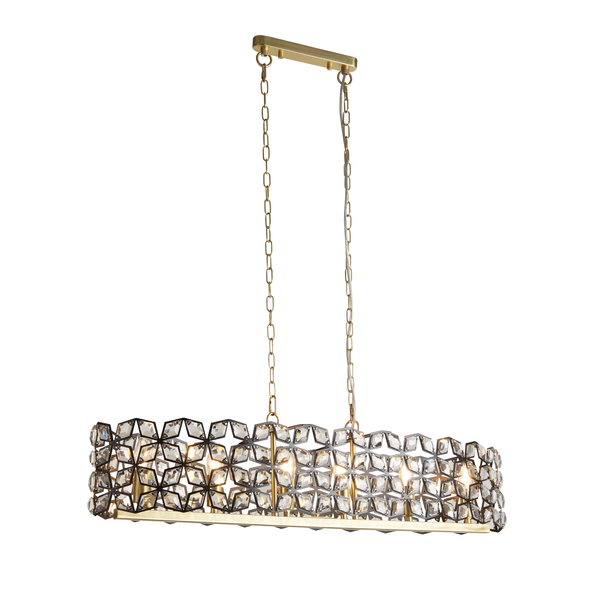 Iris Pendant - Black Metal, Crystal & Brass