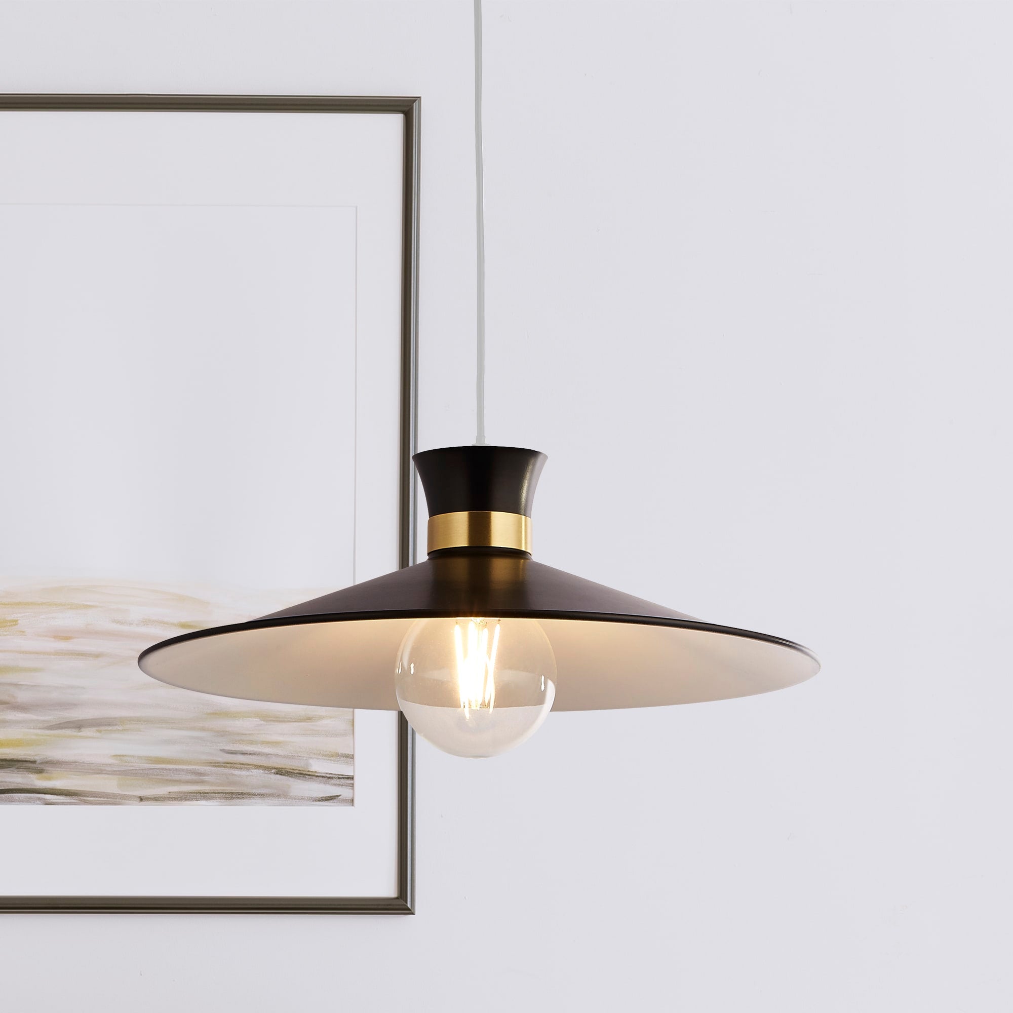 Balham Pendant - Black & Gold Metal