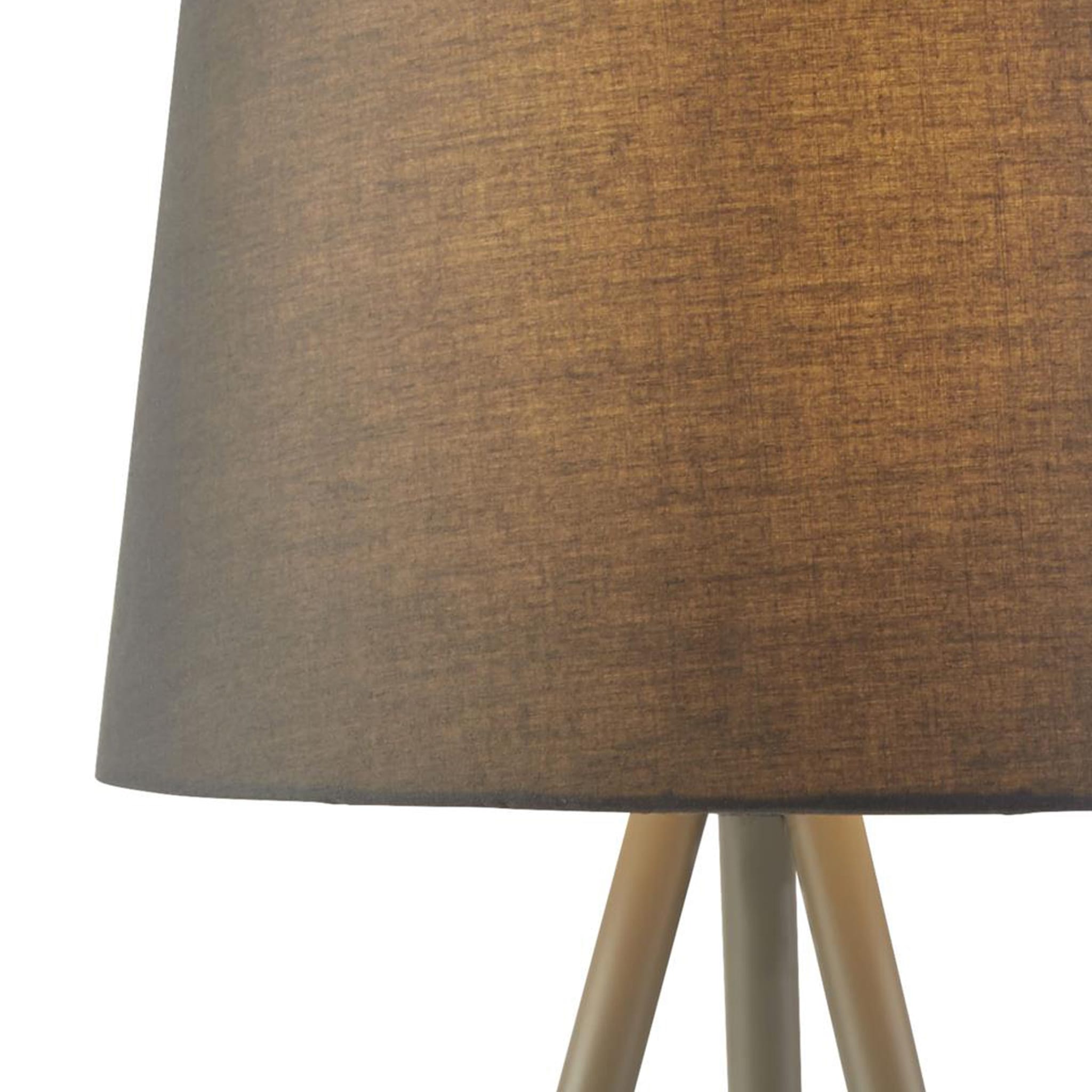 Rio Table Lamp - Satin Silver & Grey Metal & Grey Fabric