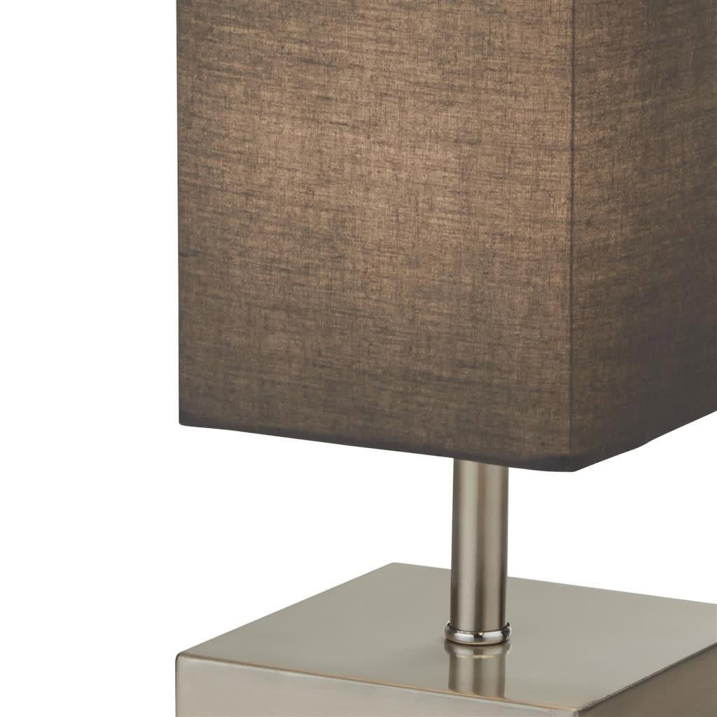 Valley Table Lamp - Satin Silver Metal & Dark Grey Fabric