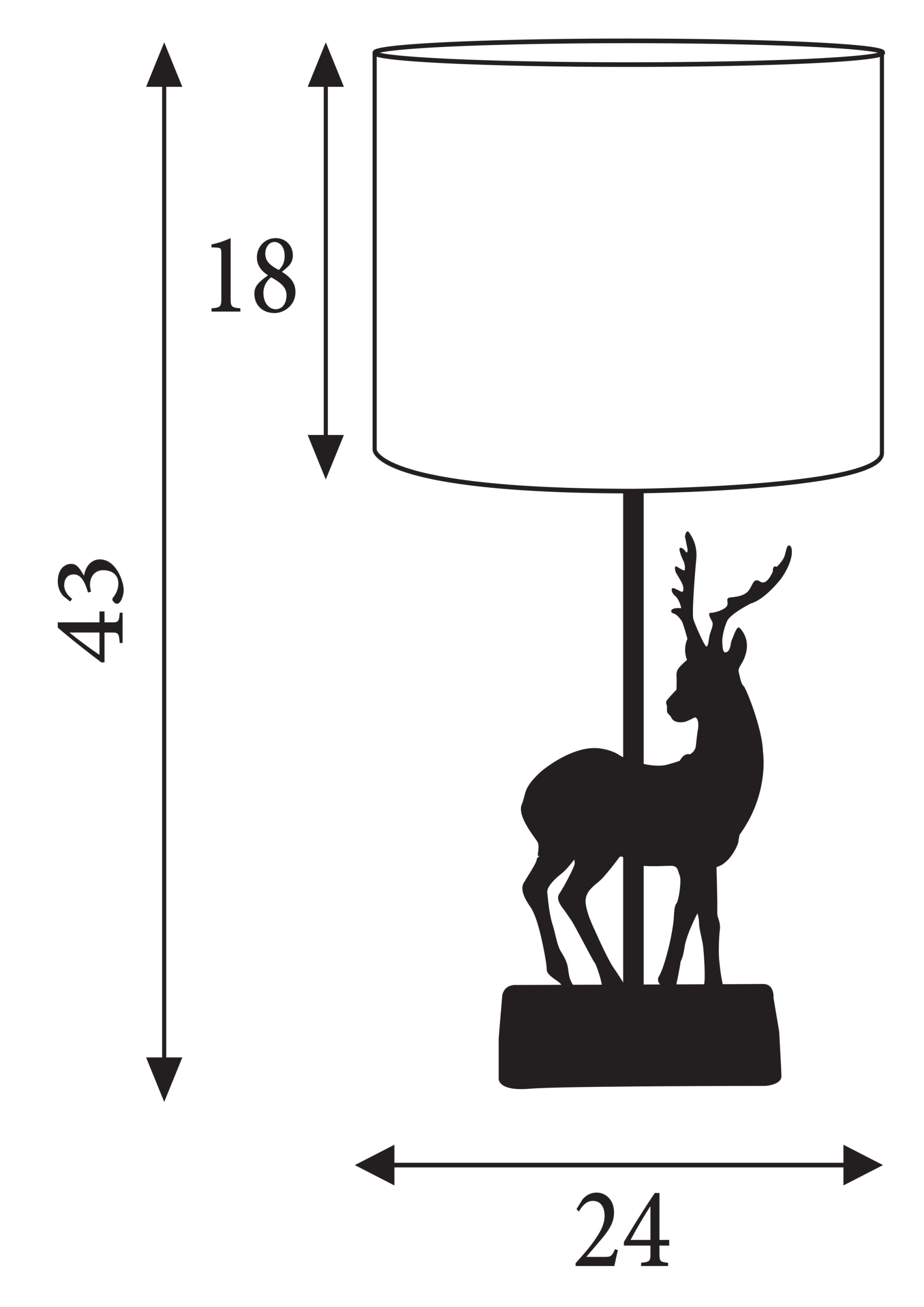 Deer Table Lamp - Silver Resin & Grey Fabric Shade