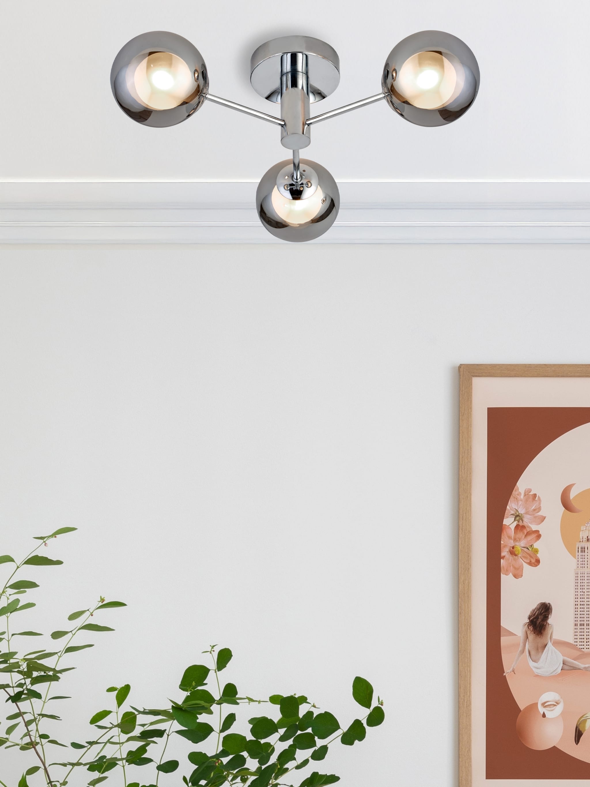 Oscar 3Lt Flush - Chrome Metal & Smoked Glass