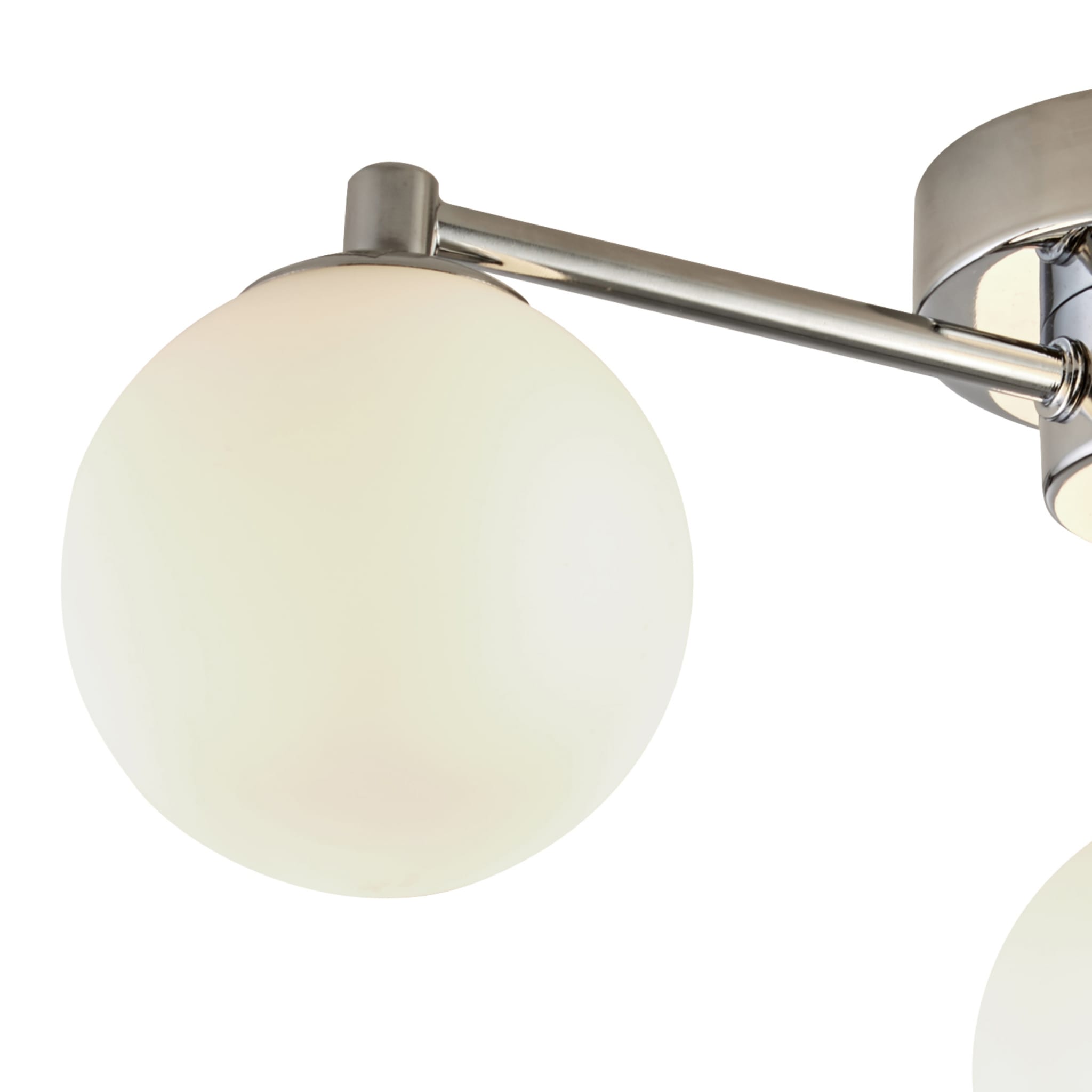 Tiberius 3Lt Flush - Chrome Metal & White Frosted Glass