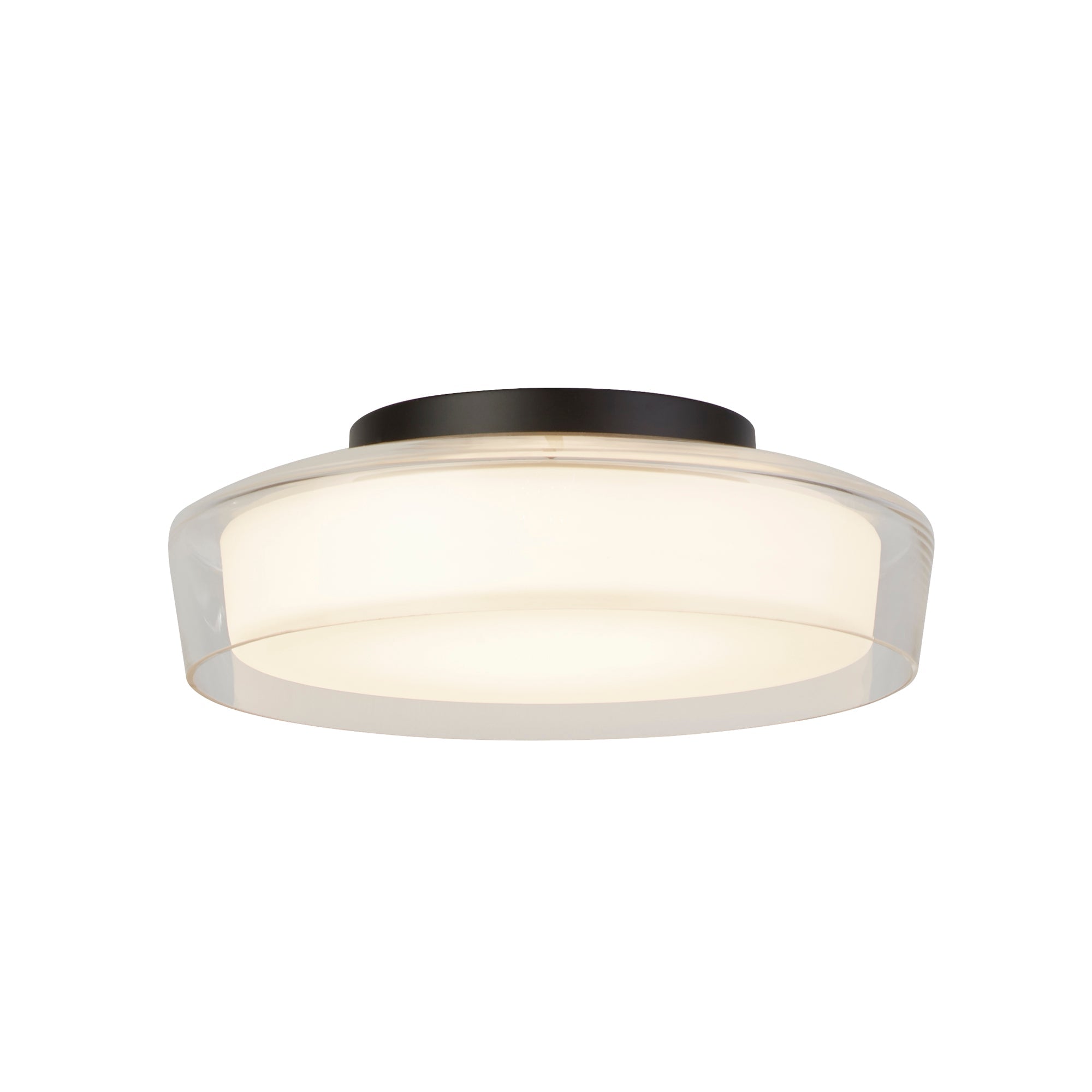 Puck Flush - Black Metal, Clear Outer & Opal Glass