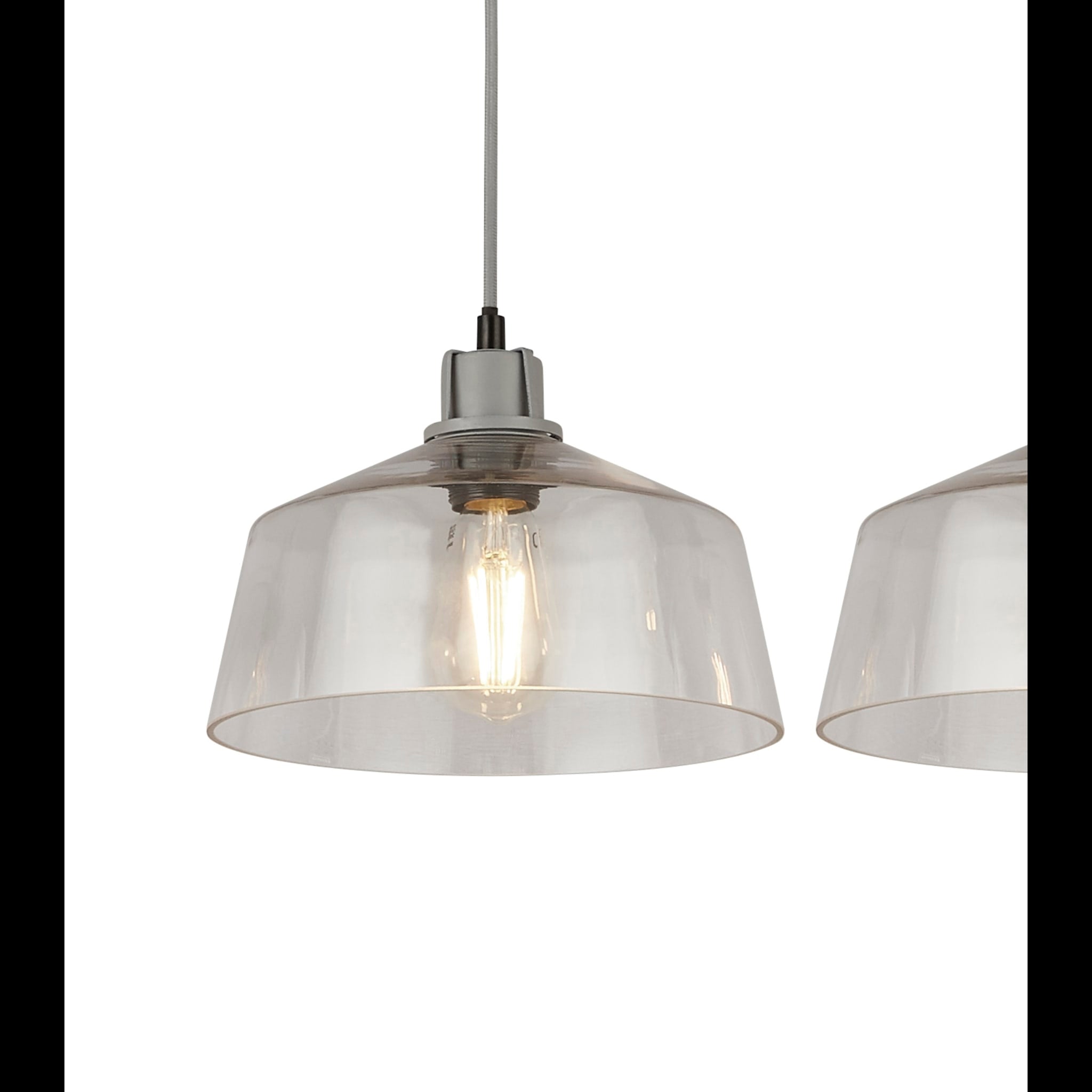 x Odeon 3Lt Bar Pendant - Grey Metal & Glass