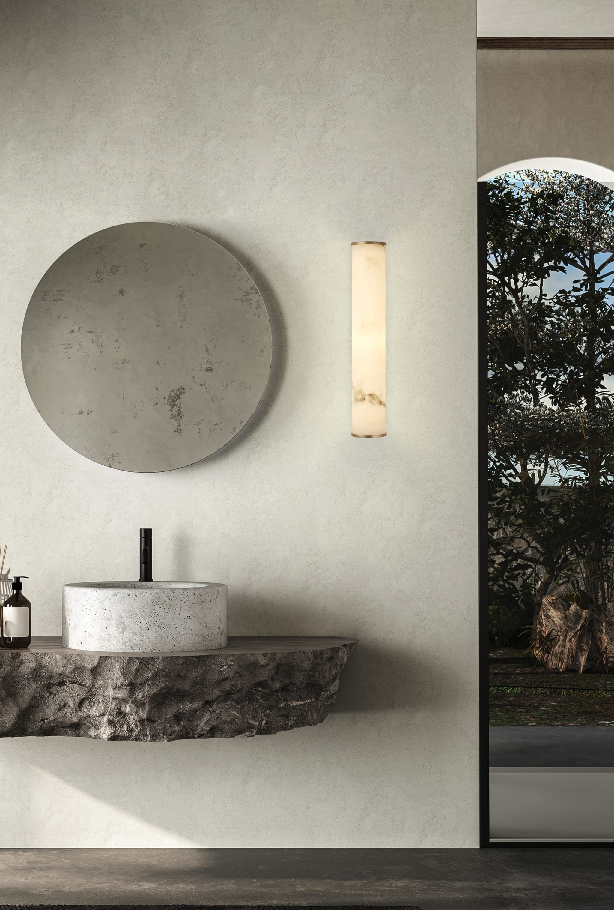 Wales LED Wall Light, Matt Gold Metal with Marble Resin