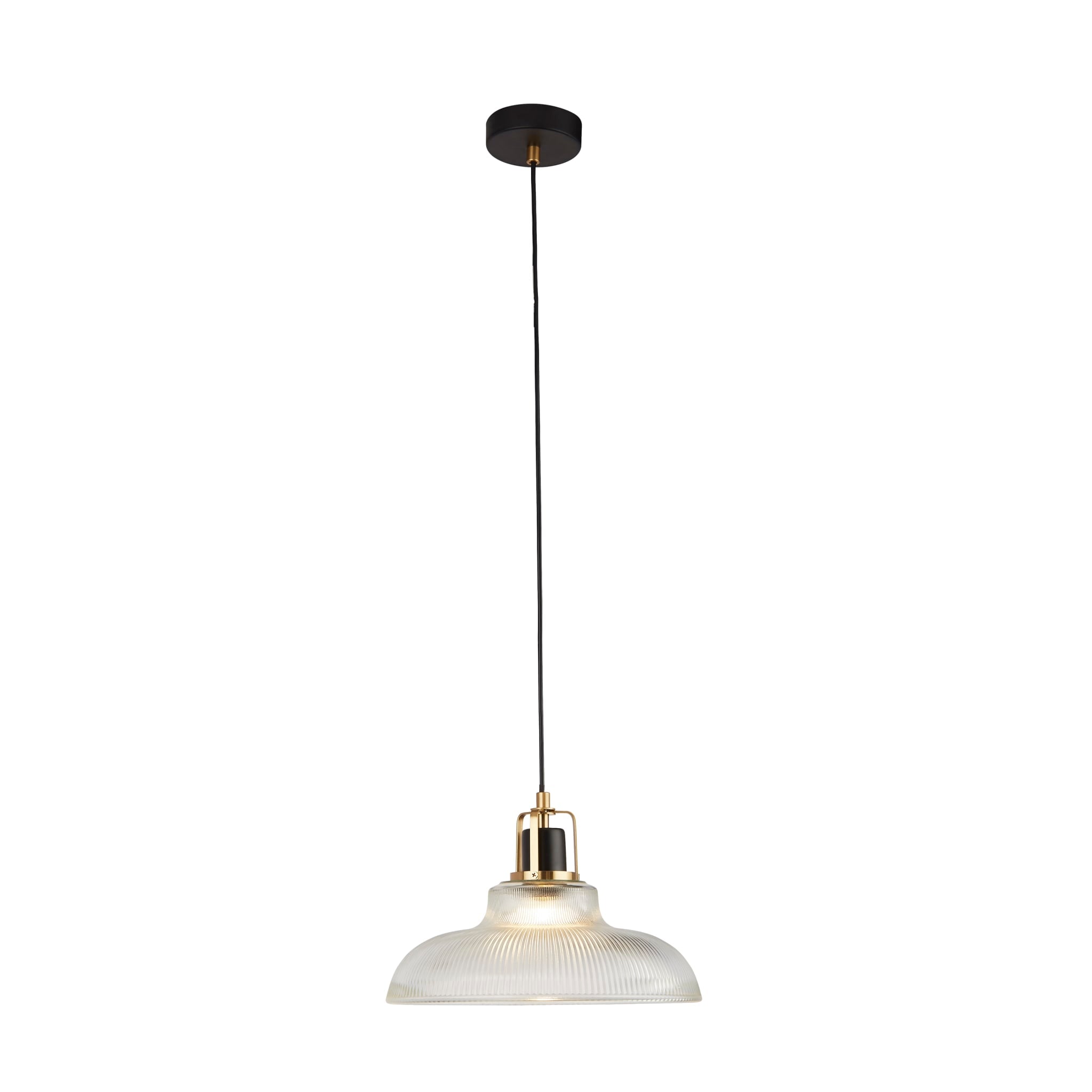 Glossop Pendant - Glass, Black & Brass Metal