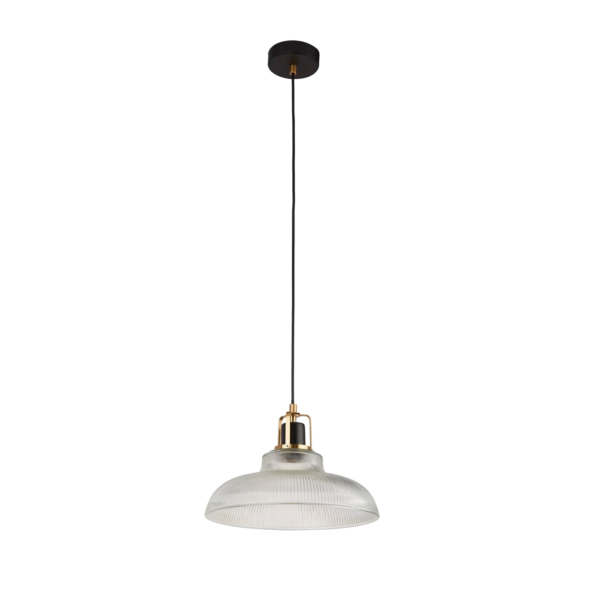 Glossop Pendant - Glass, Black & Brass Metal