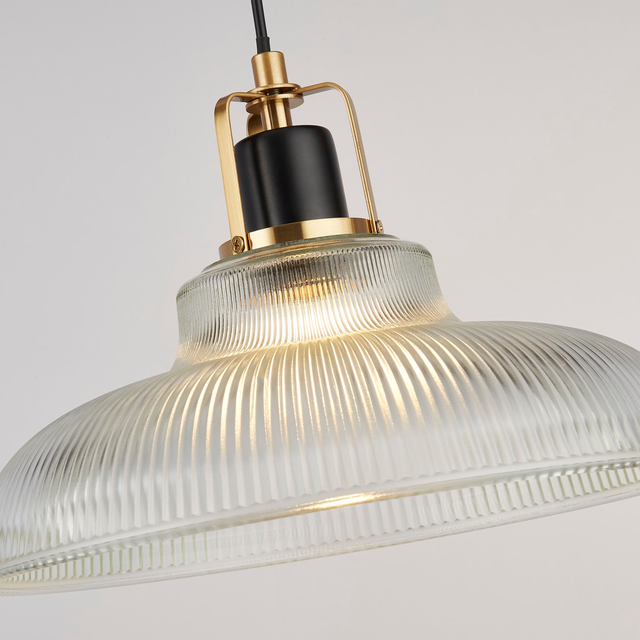 Glossop Pendant - Glass, Black & Brass Metal