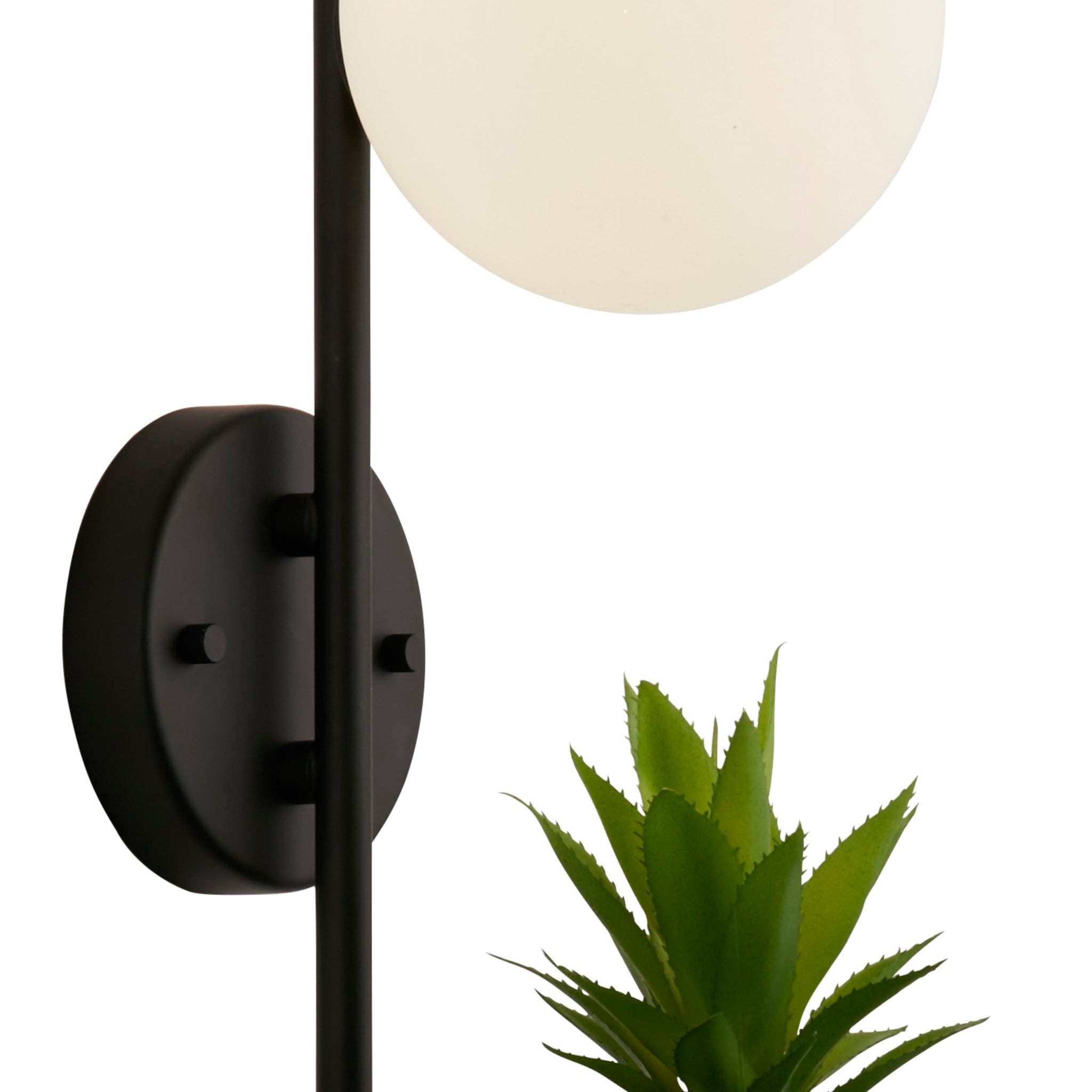 x Lunar Wall Light - Black Metal & Opal Glass