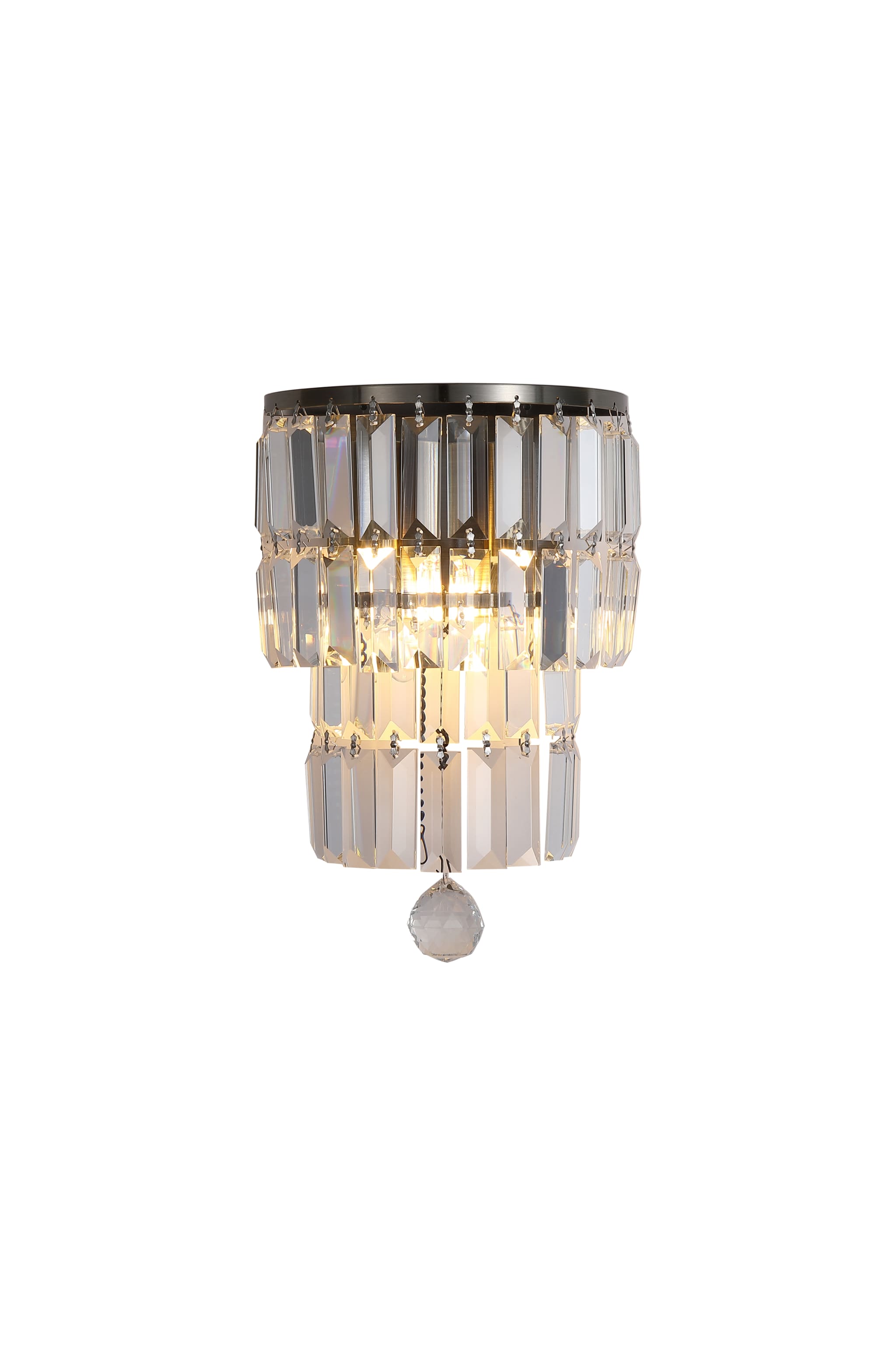 Empire 2LT Wall Light, Antique Brass with Clear Crystal