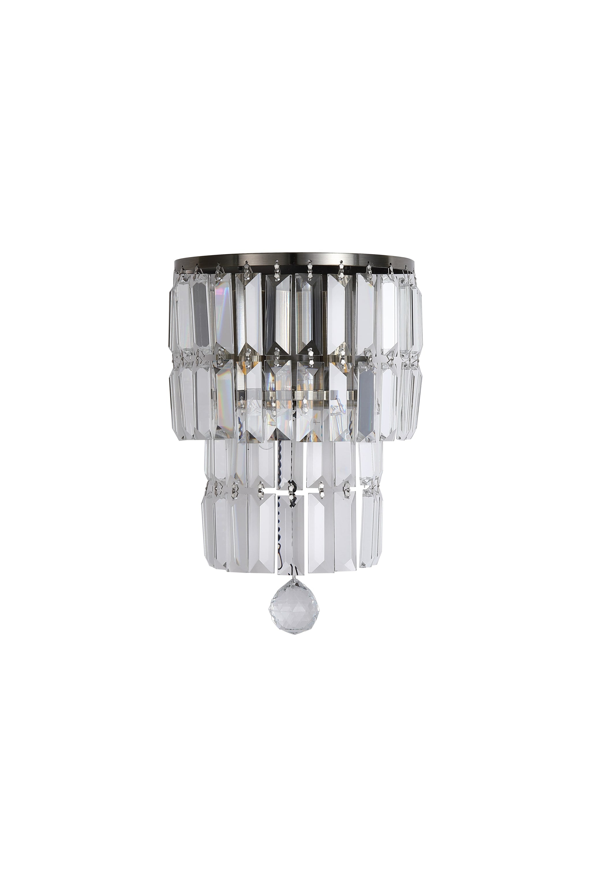 Empire 2LT Wall Light, Antique Brass with Clear Crystal