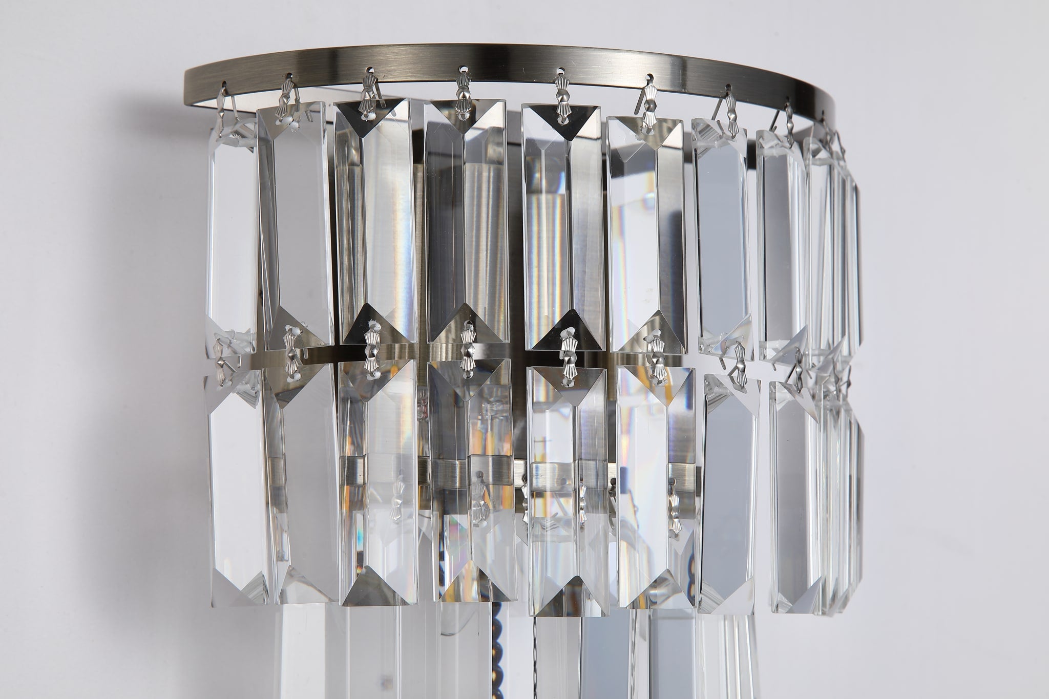 Empire 2LT Wall Light, Antique Brass with Clear Crystal