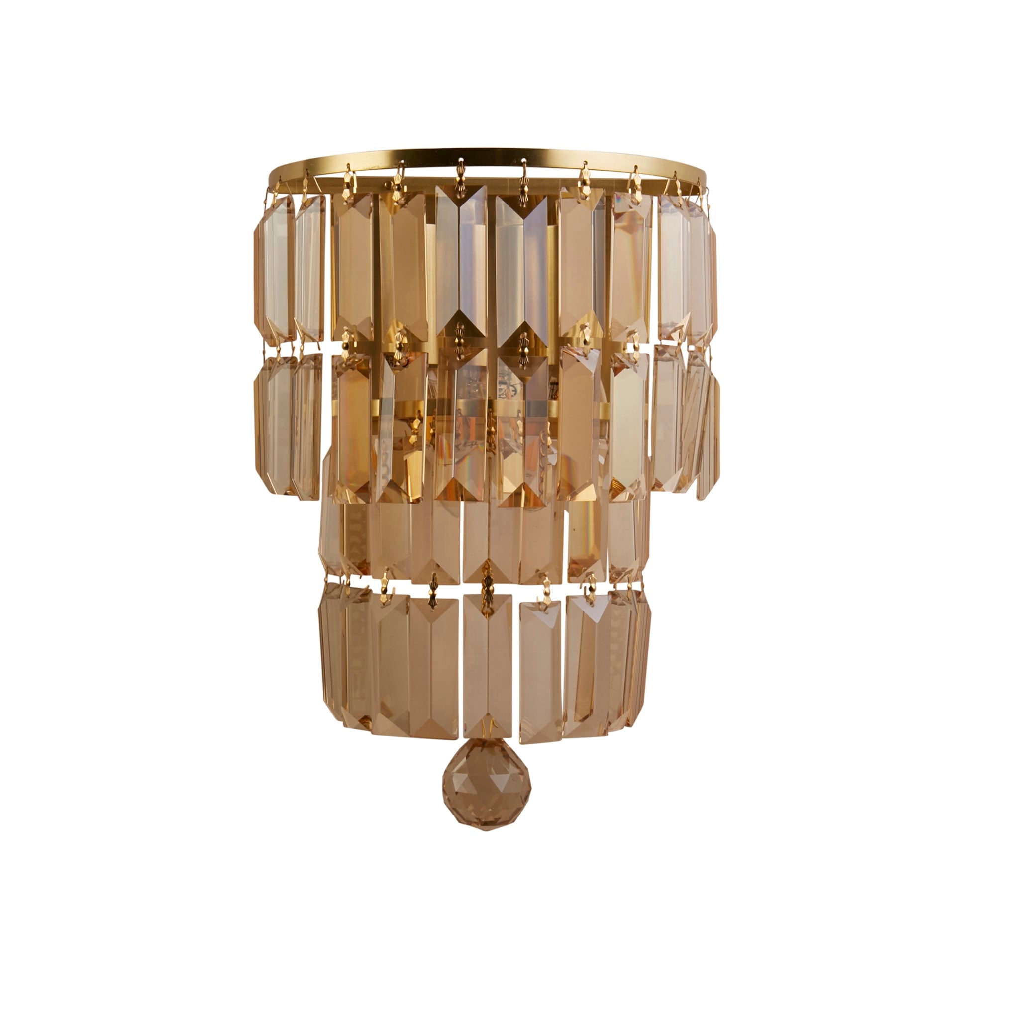 Empire 2LT Wall Light, Satin Brass Metal & Champagne Crystal