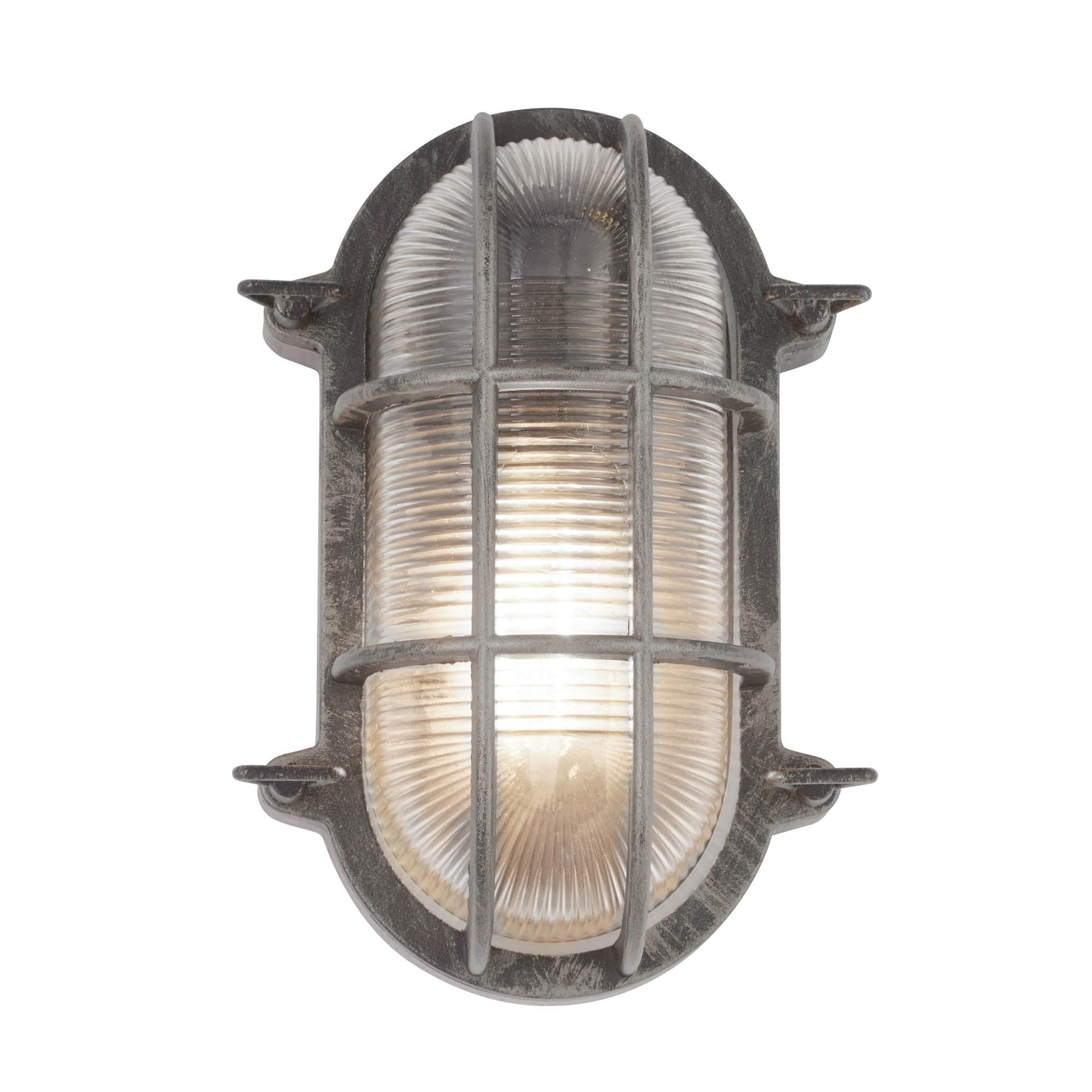 Bulkhead Oval Outdoor Wall/Ceiling Light - Black Silver