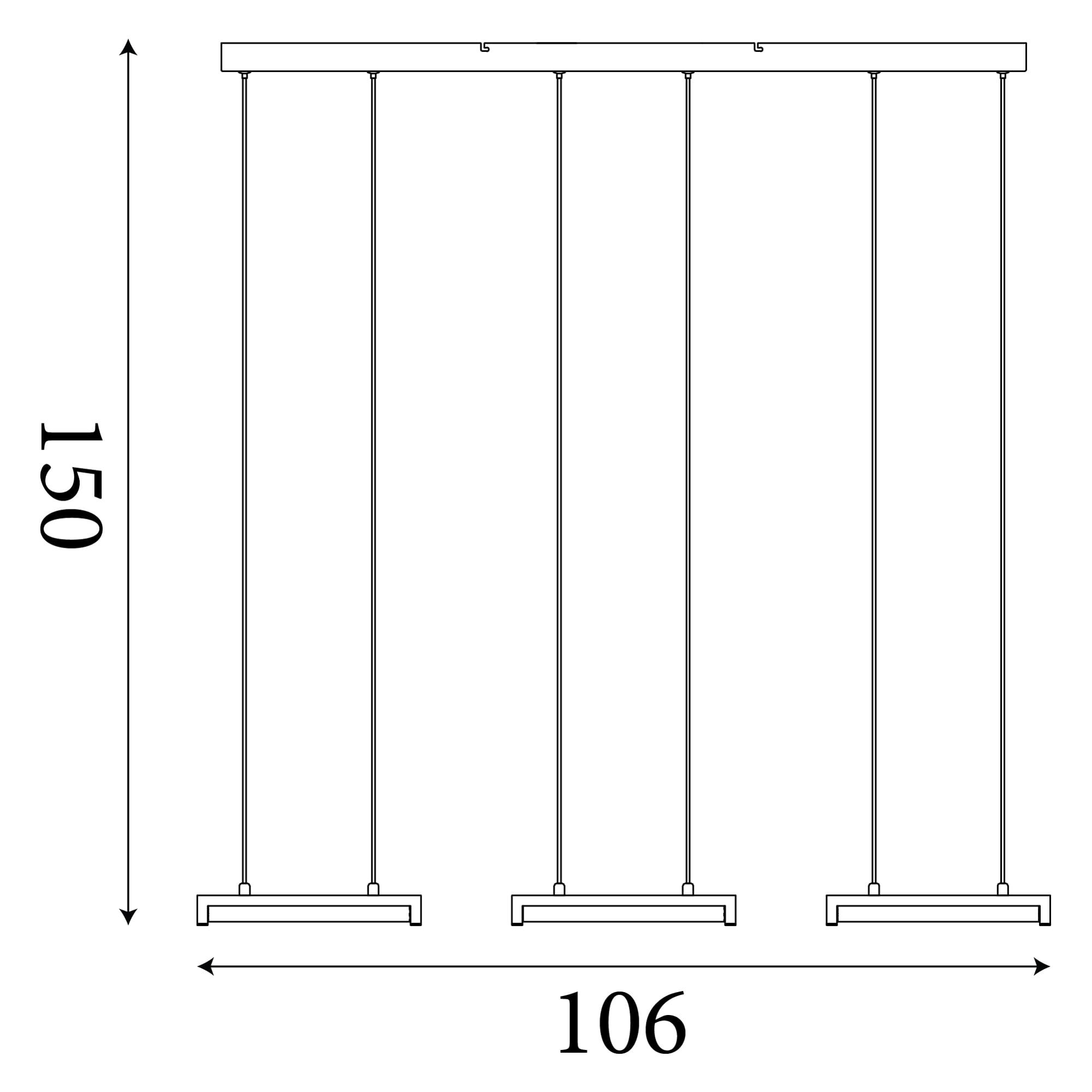 Aerial 3Lt LED Bar Pendant, Gold and Black Metal