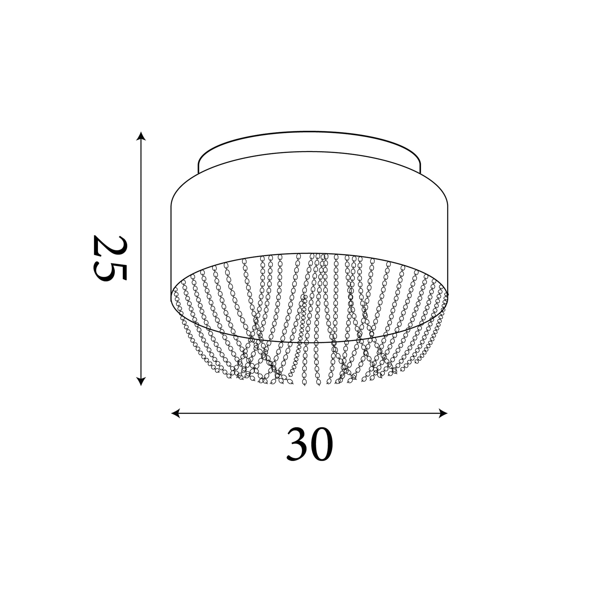 Bellano 3Lt Flush - Chrome Metal,White Fabric,Clear Acrylic