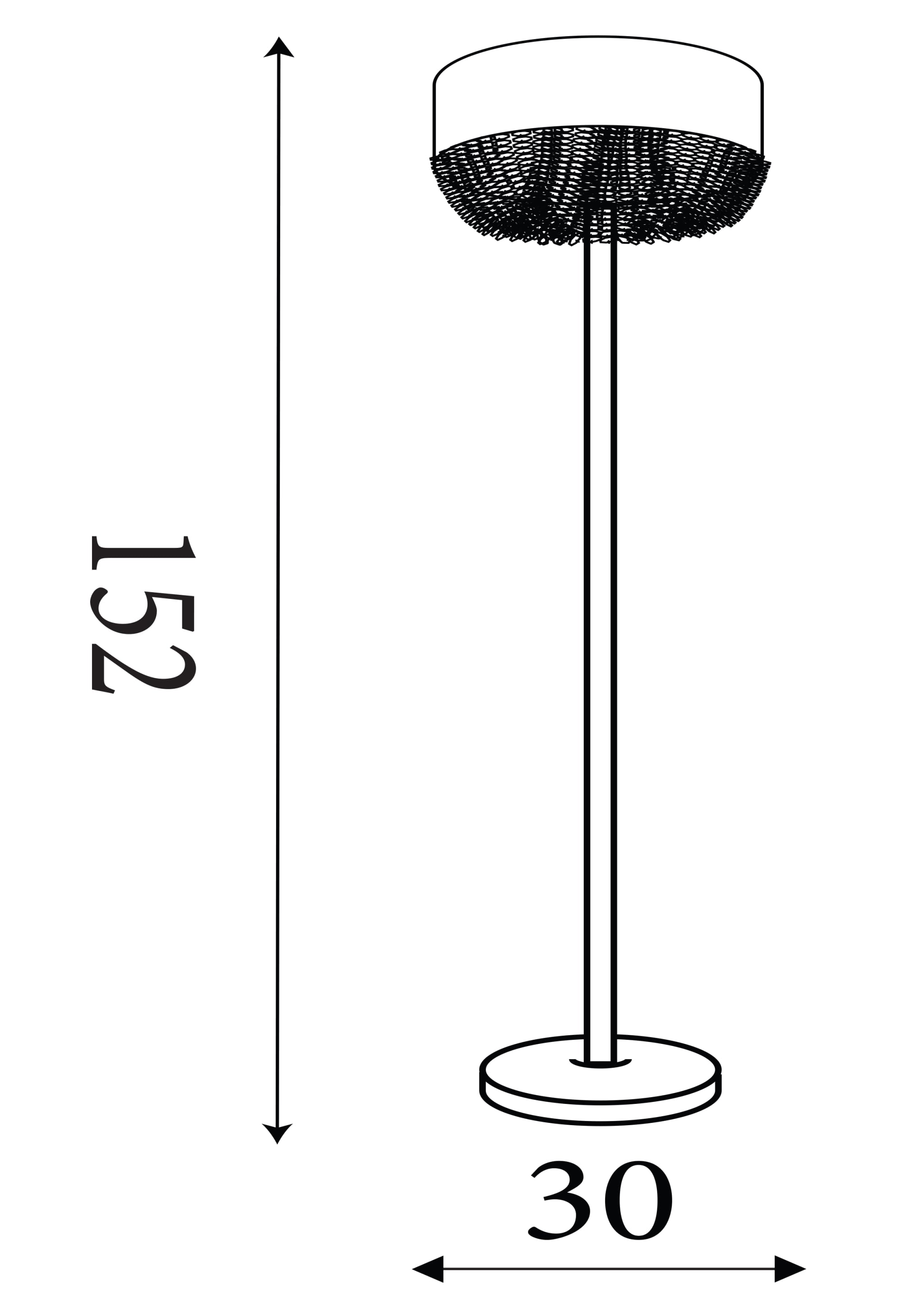 Bellano Floor Lamp -  Chrome Metal, White Fabric, Clear Acry