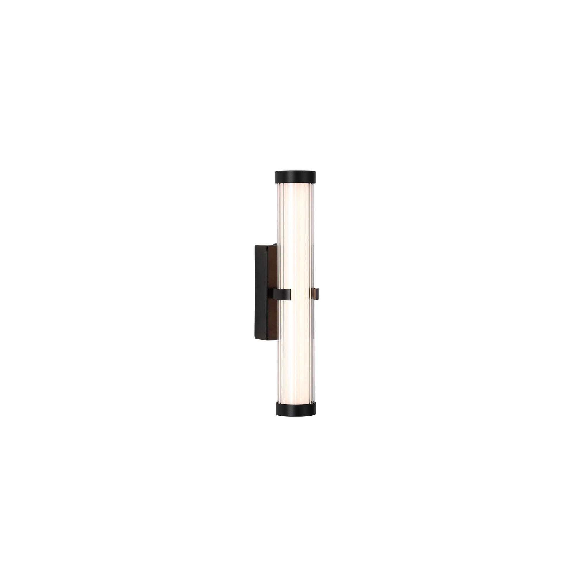 Clamp Wall Light - Black Metal, Ribbed Clear & Opal Diffuser