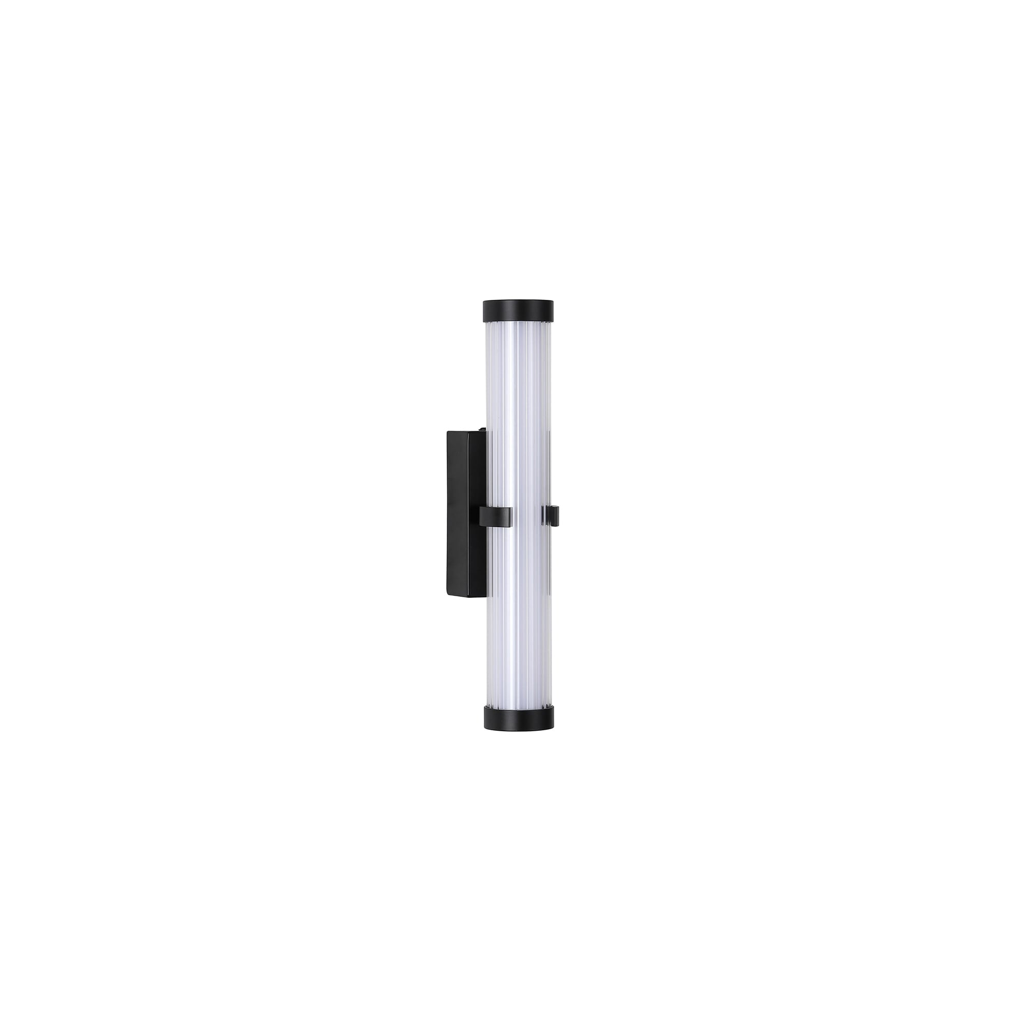 Clamp Wall Light - Black Metal, Ribbed Clear & Opal Diffuser