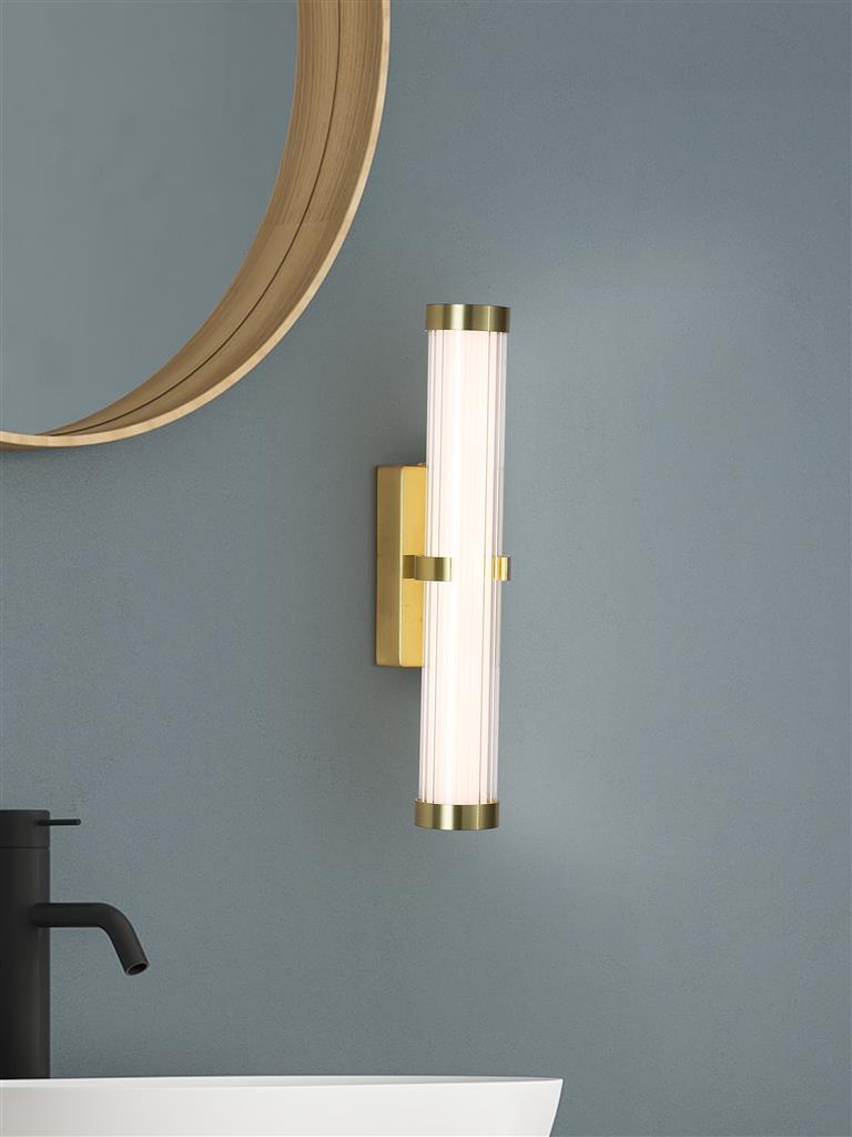 Clamp Wall Light - Gold Metal, Ribbed Clear & Opal Diffuser