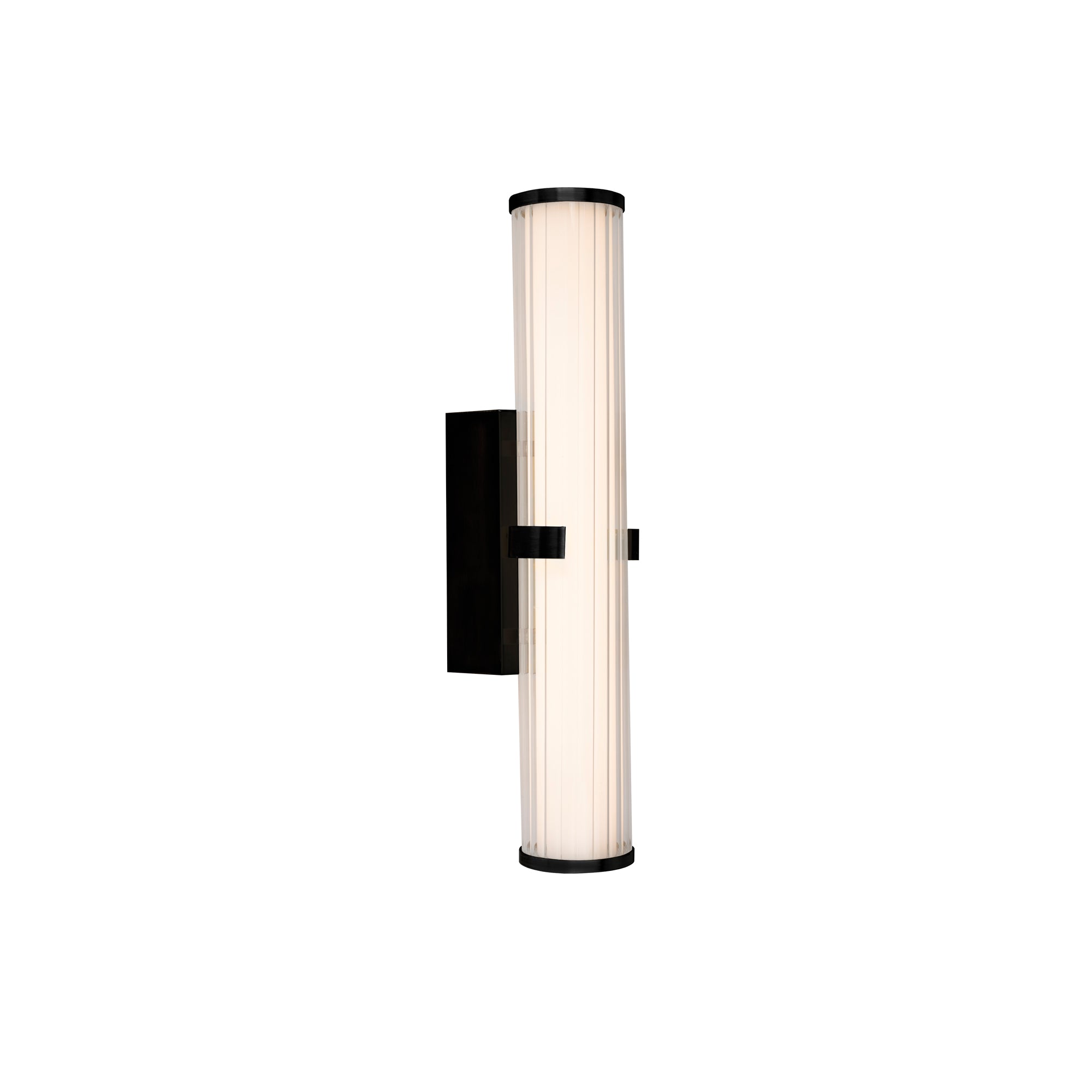 Clamp Wall Light - Metal, Ribbed Clear & Opal Glas 85 x 430 / Black