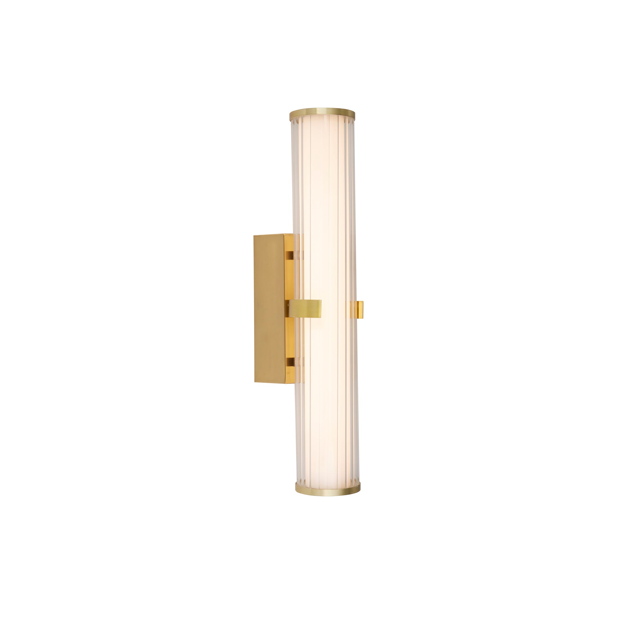 Clamp Wall Light - Metal, Ribbed Clear & Opal Glas 85 x 430 / Gold