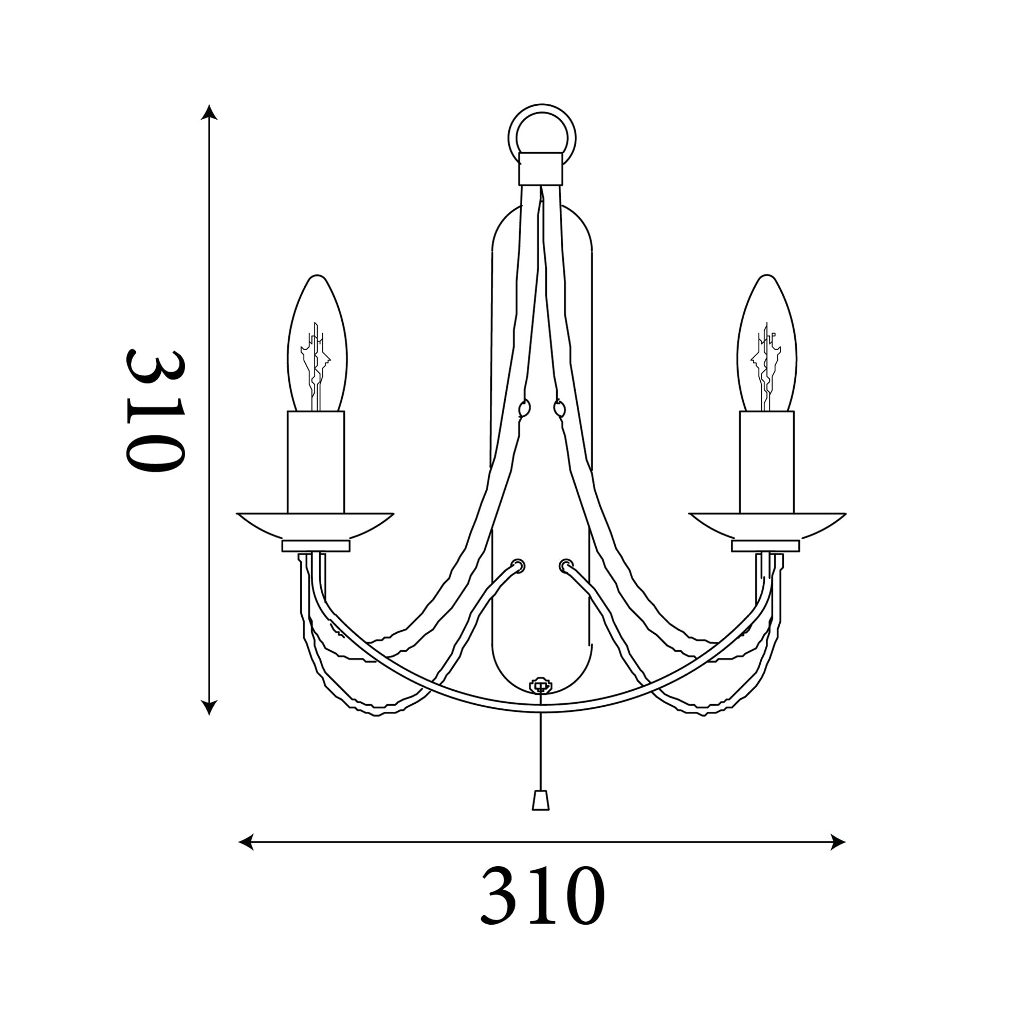 Maypole 2Lt Wall Light - Black Metal