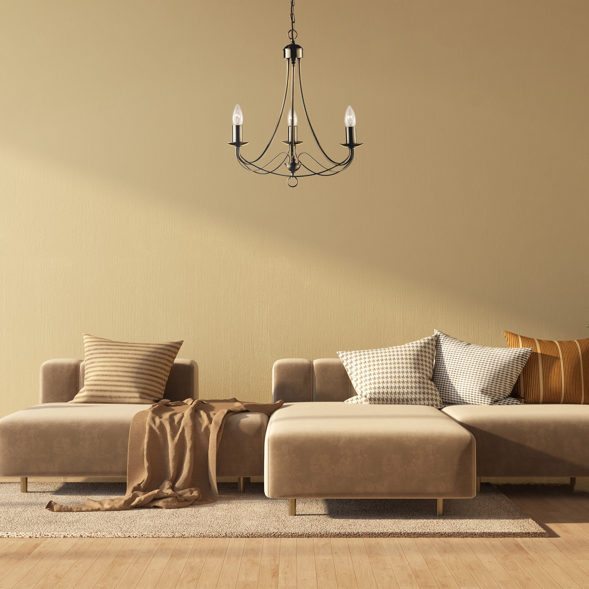 Maypole 3Lt Pendant - Antique Brass Metal