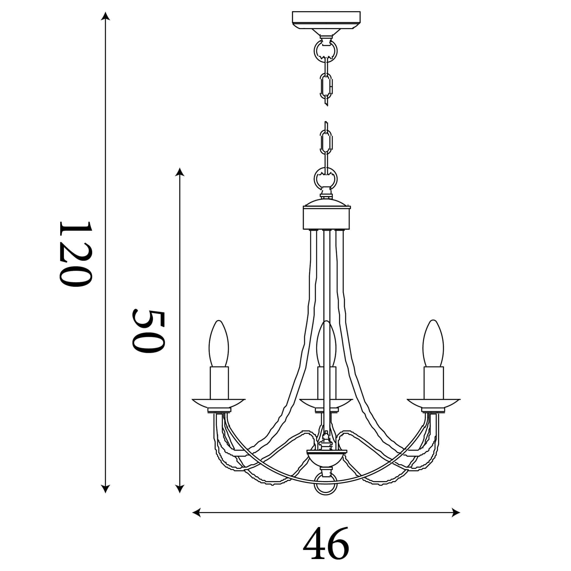 Maypole 3Lt Pendant - Antique Brass Metal