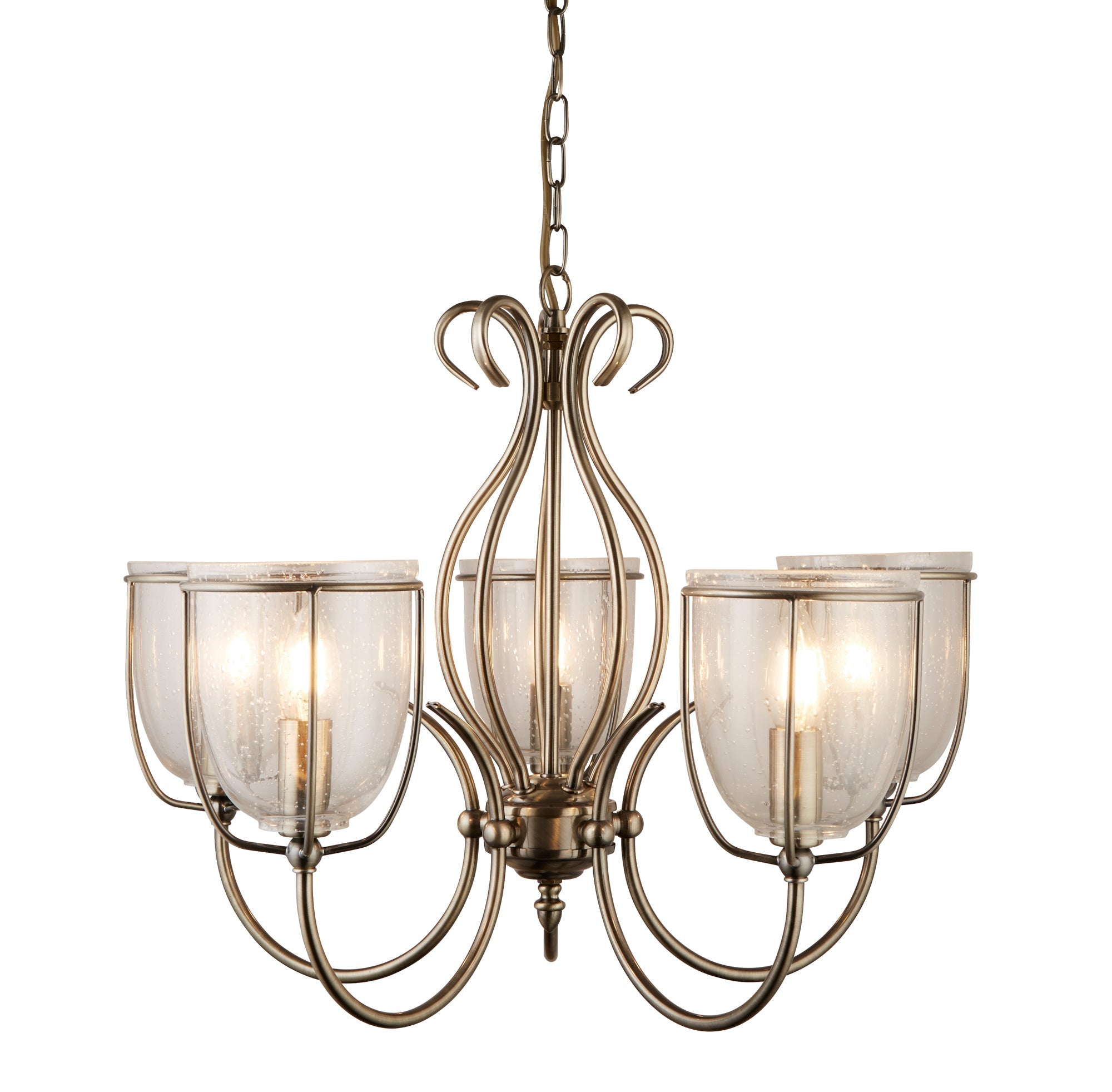Silhouette  Pendant - Antique Brass Metal & Seeded Glass