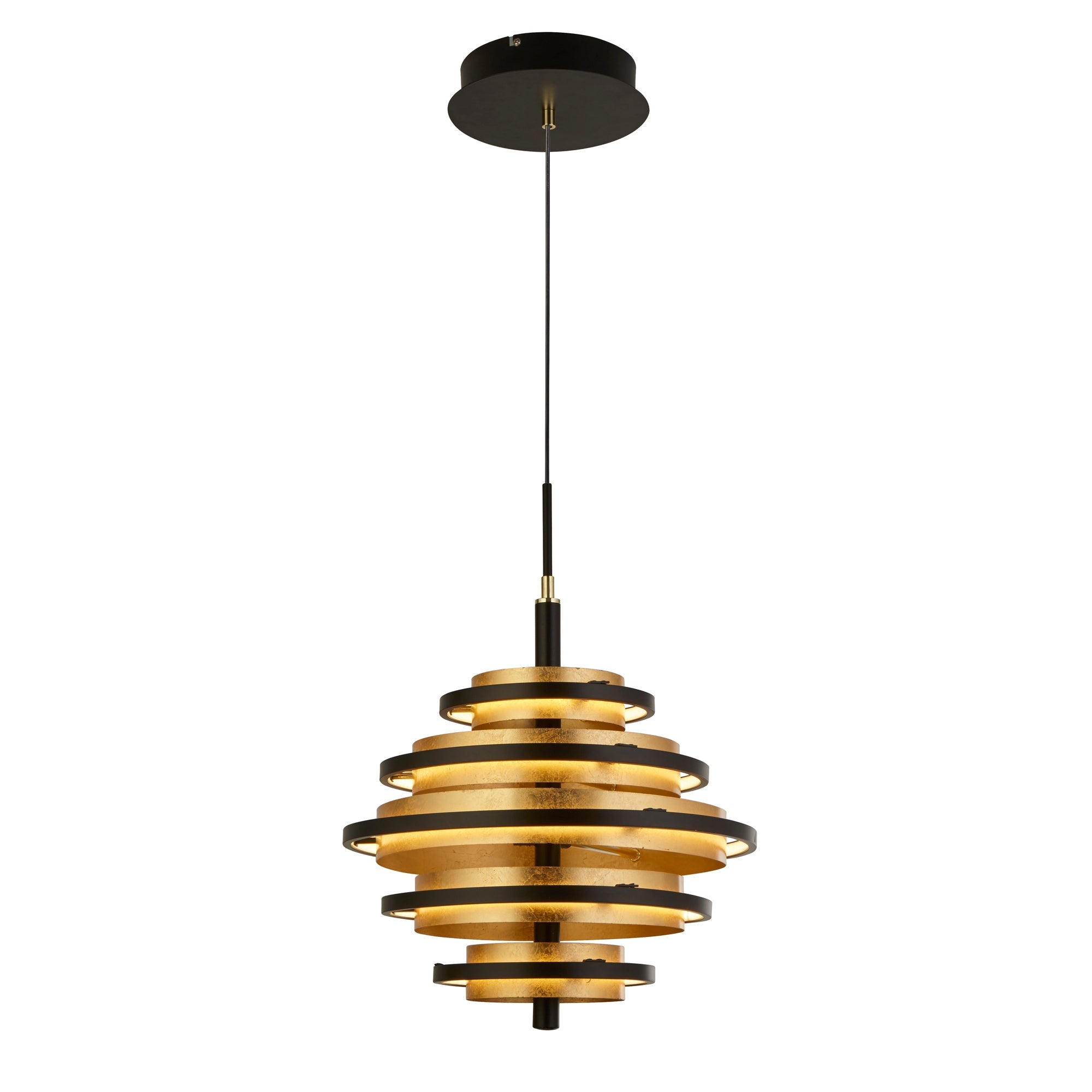 Hive  Pendant - Black Metal & Gold Leaf