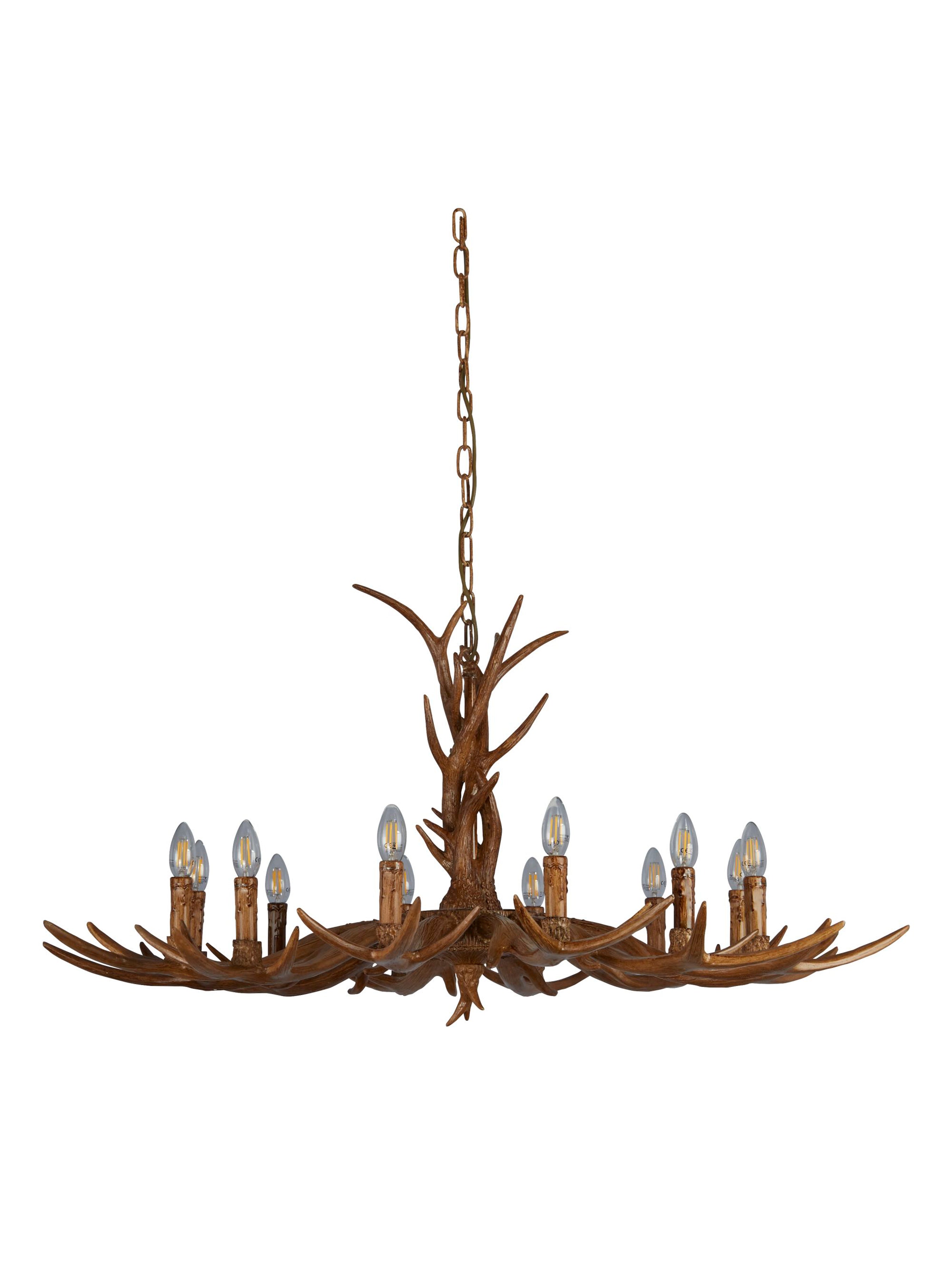 Stag 12Lt Pendant - Brown Resin