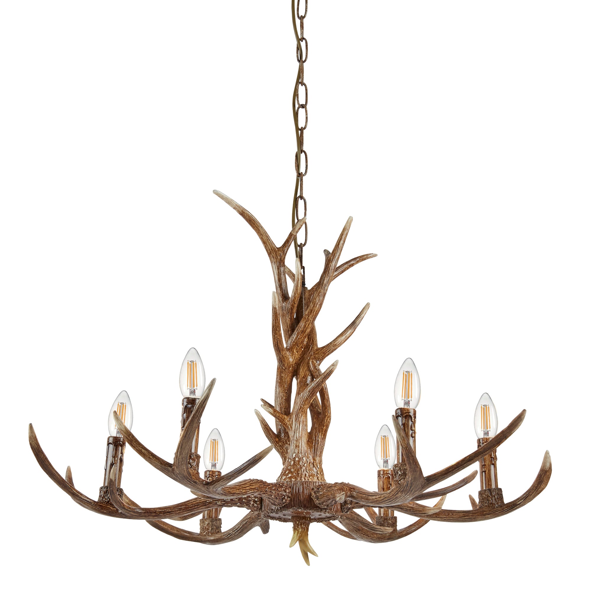 Stag 12Lt Pendant - Brown Resin