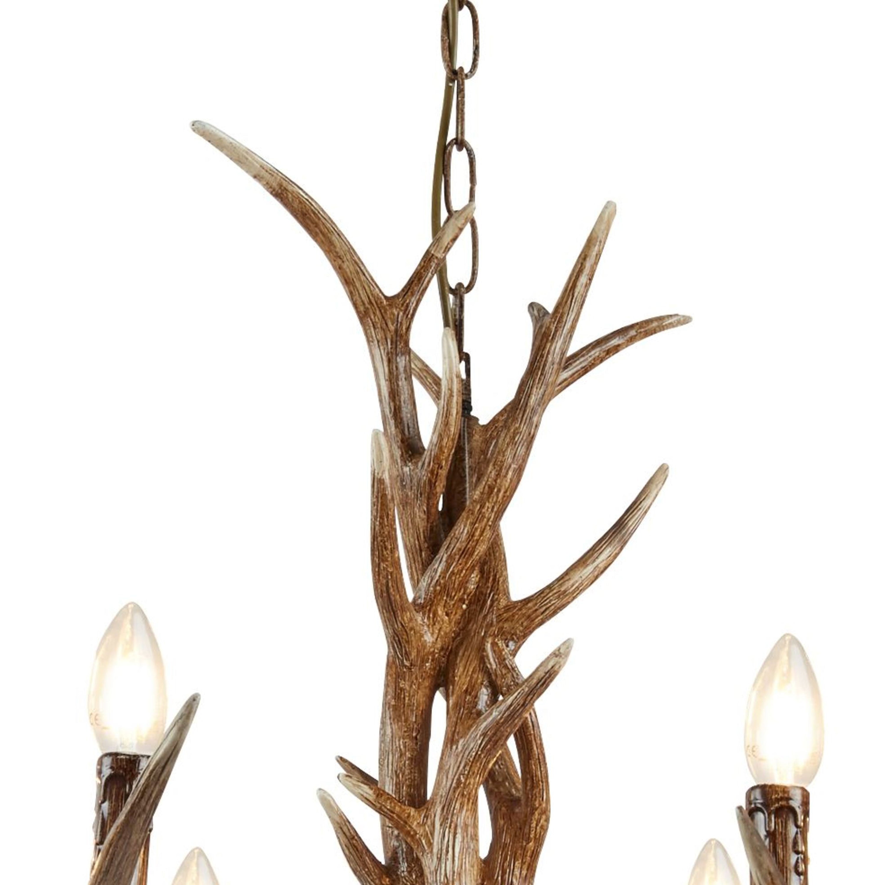 Stag 12Lt Pendant - Brown Resin