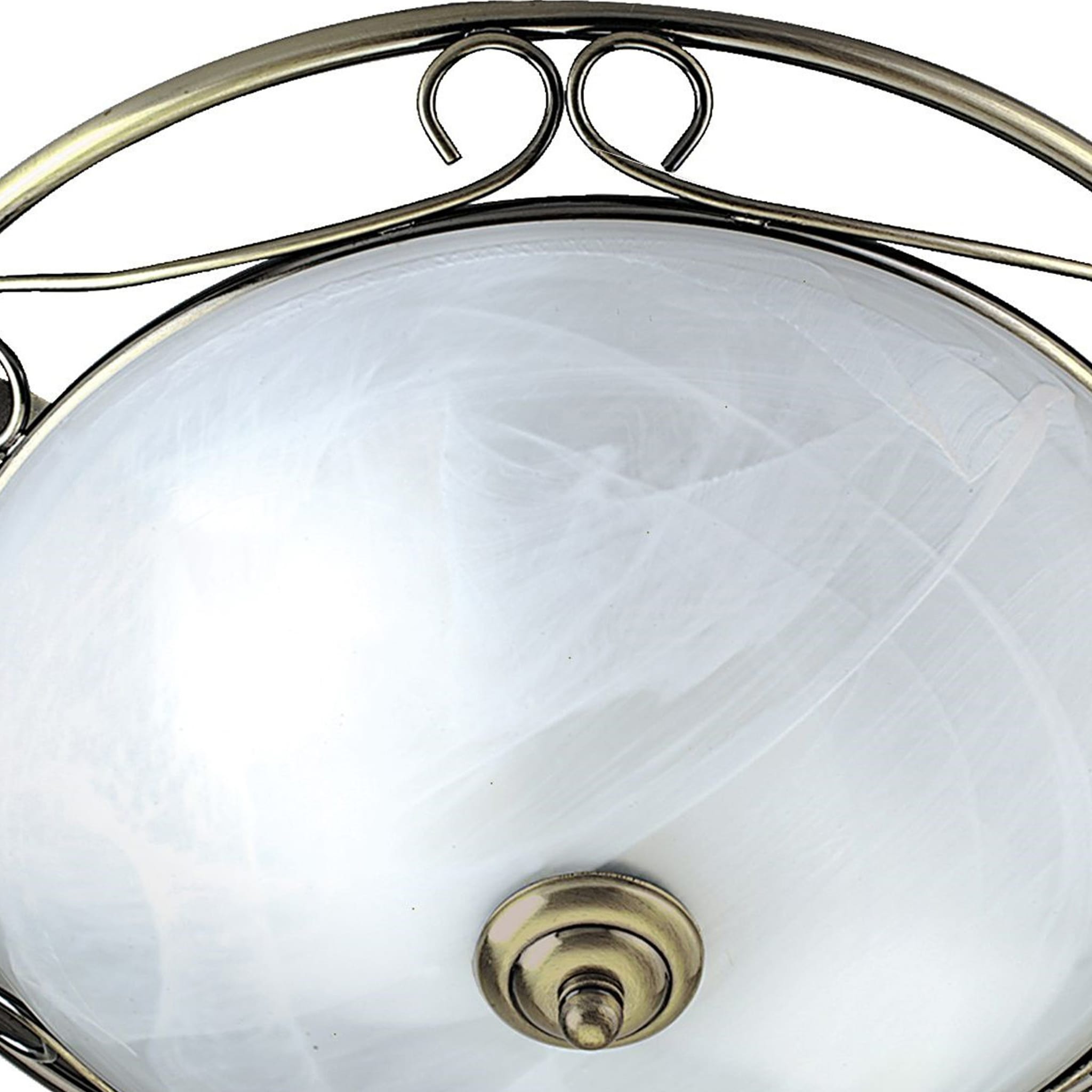 Weybridge Ceiling Flush - Antique Brass & Alabaster Glass