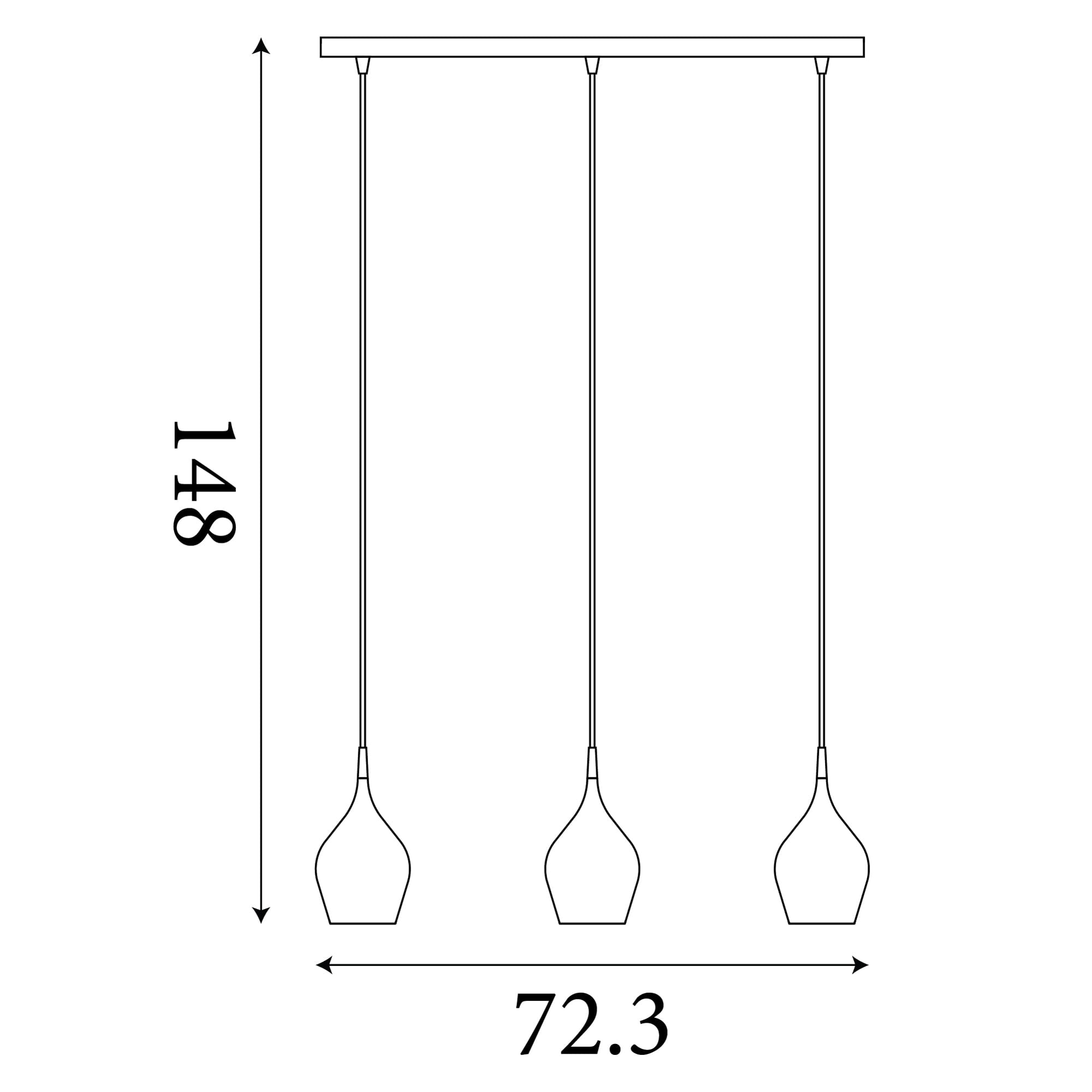Vibrant 3Lt Bar Pendant-Metallic Multi-Coloured Metal