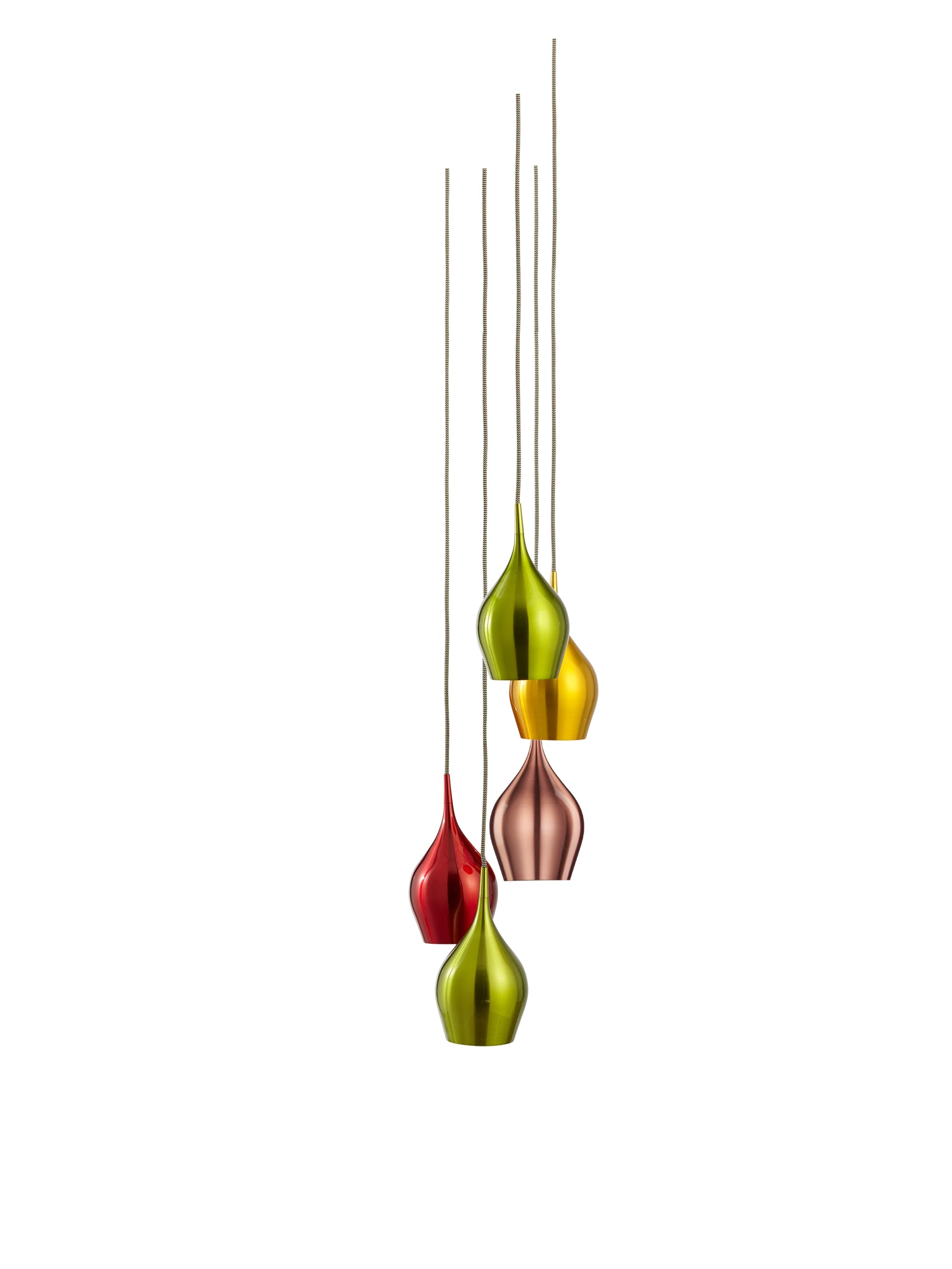 Vibrant 5Lt Multi-Drop Pendant-Metallic Multi-Coloured Metal