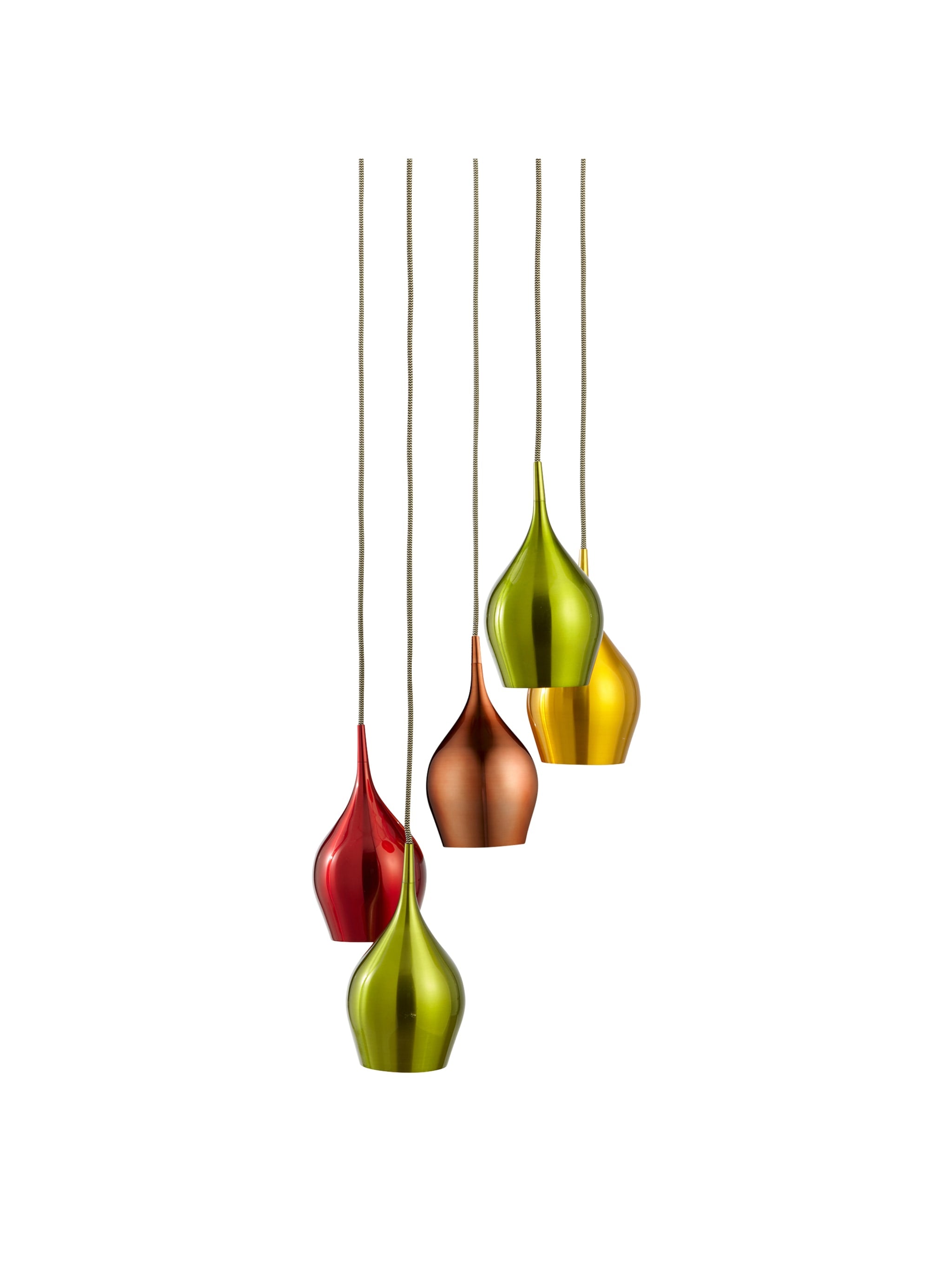Vibrant 5Lt Multi-Drop Pendant-Metallic Multi-Coloured Metal